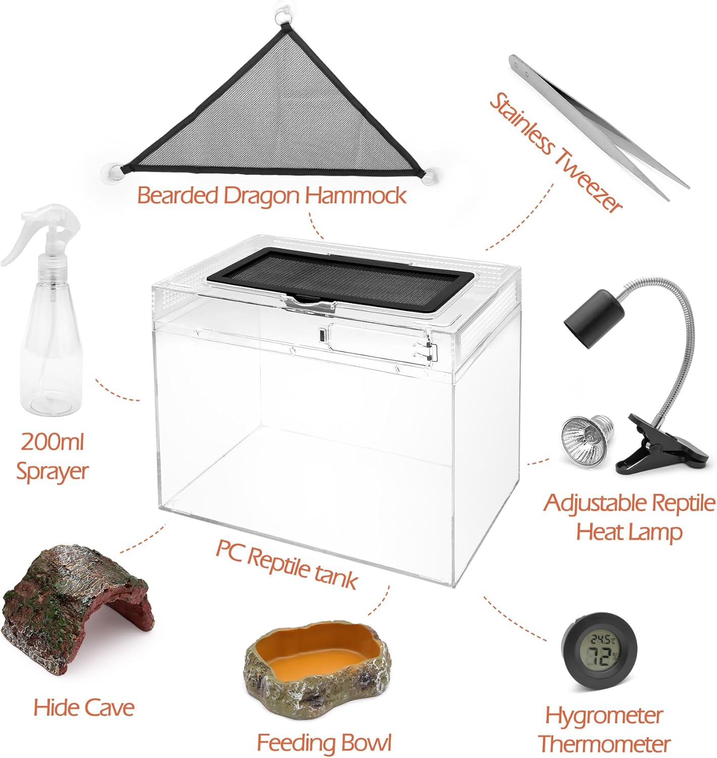 AZV Reptile Terrarium Starter Kit,8 Piece Small Reptile Tank with Escape-Proof Locks,Mesh Top,Multi-Vent Compatible Habitat,Durable Clear PC,Easy-Clean Waterproof Base for Geckos,Frogs,Spiders Small - Happypetzone.online - Image 8
