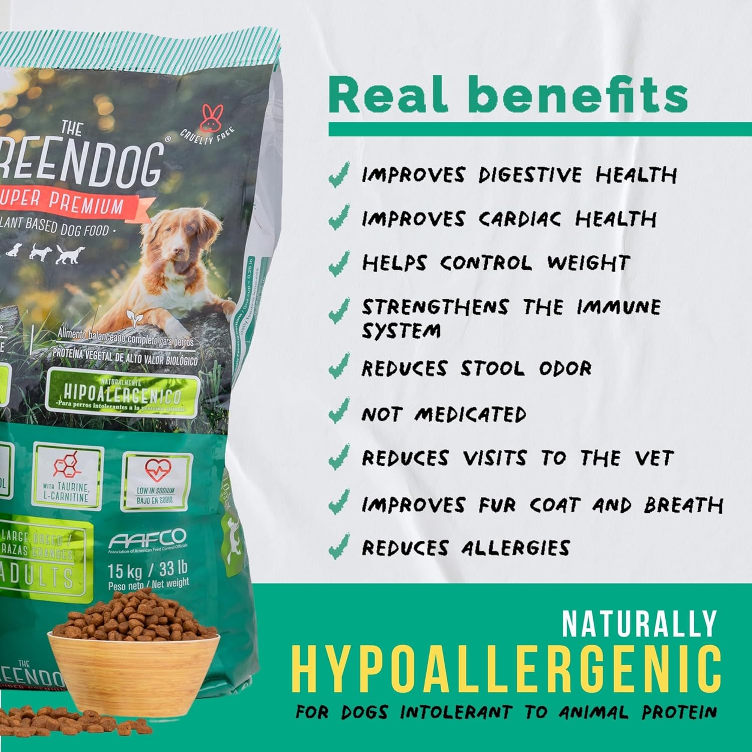 The Green Dog: Super Premium - Puppies - 6.6 Lb Bag Dog Food - Plant Based Protein, Vegan Dry Pet Kibble, Gluten Free, Complete Nutrition - Happypetzone.online - Image 7