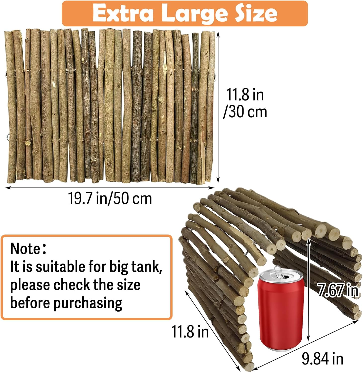Hamiledyi Extra Large Tortoise Hide 20"x 11.8" Wooden Reptile Hides Large Snake Hide Turtle Hut Bendable Climbing Bridge Wood Tunnel Turtle Hideout for Ball Python Bearded Dragon Chameleon Lizard - Happypetzone.online - Image 3