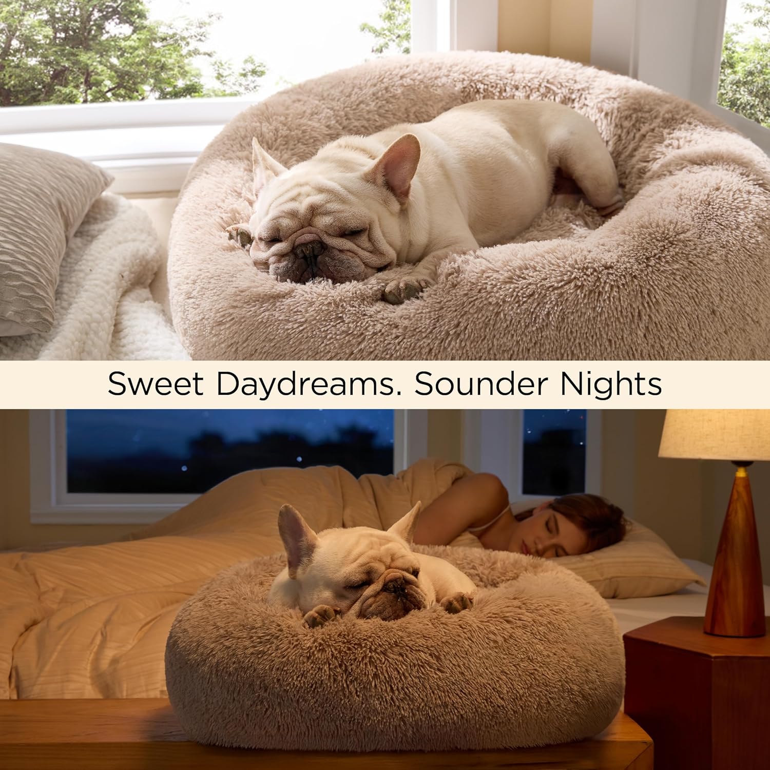 Bedsure Calming Cat Beds for Indoor Cats - Small Cat Bed Washable 20 inches, Anti-Slip Round Fluffy Plush Faux Fur Pet Bed, Fits up to 15 lbs Pets, Camel - Happypetzone.online - Image 4