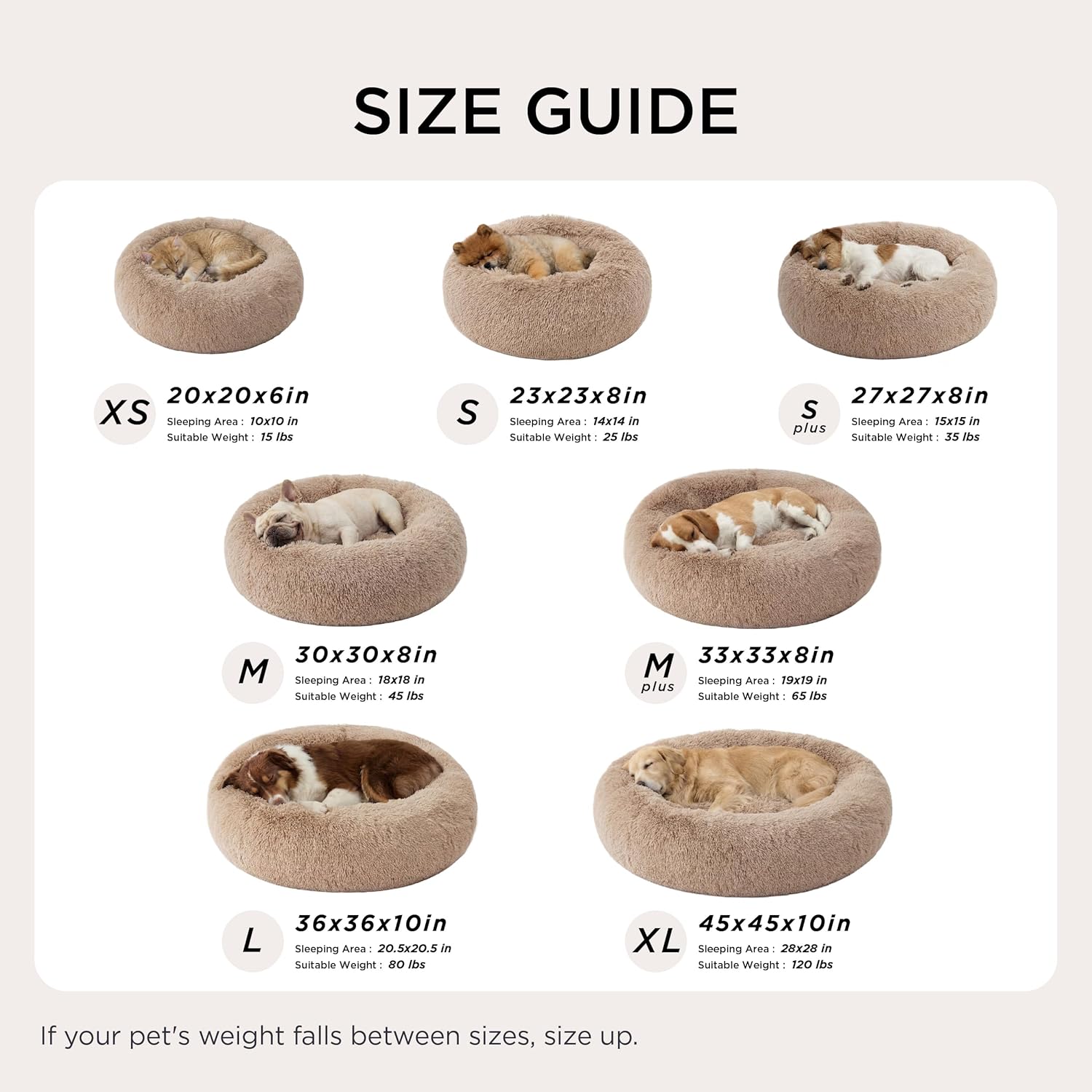 Bedsure Calming Cat Beds for Indoor Cats - Small Cat Bed Washable 20 inches, Anti-Slip Round Fluffy Plush Faux Fur Pet Bed, Fits up to 15 lbs Pets, Camel - Happypetzone.online - Image 8