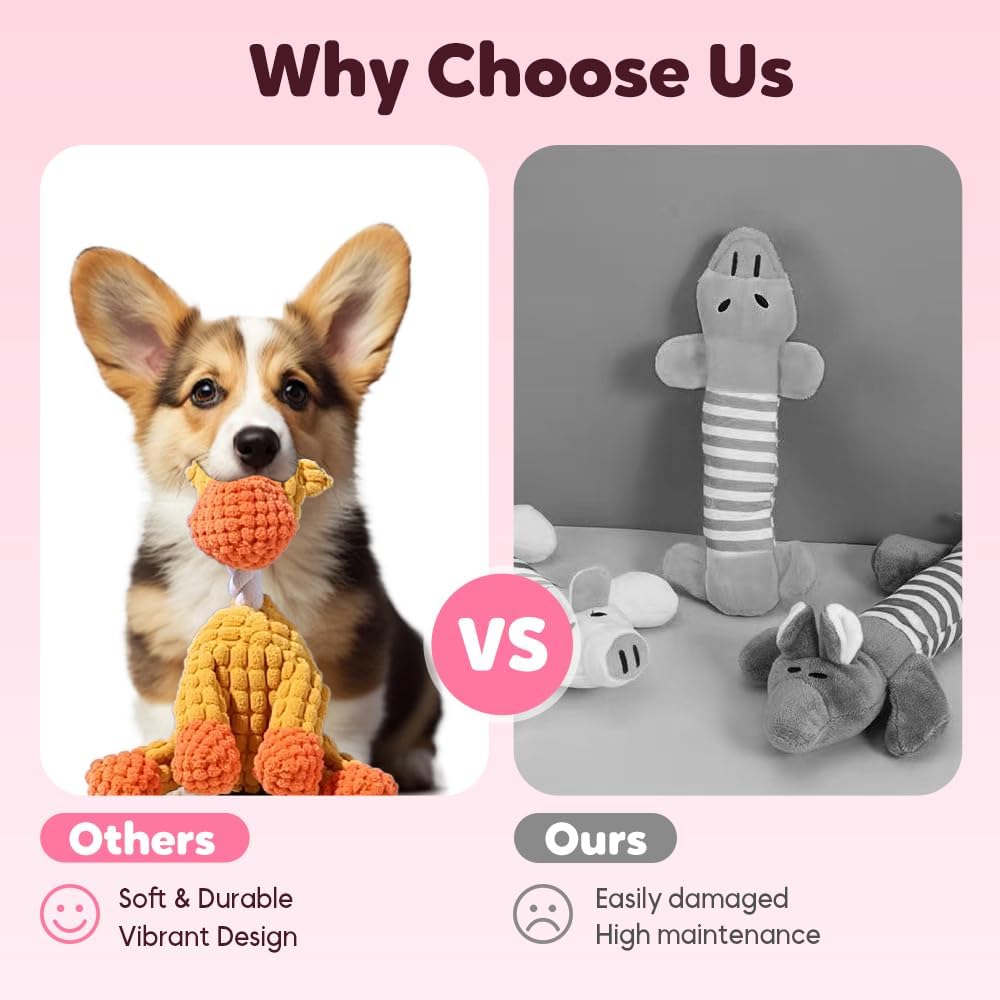 2026 New Dog Toys, Indestructible Plush Dog Toy for Aggressive Chewers, Interactive Squeaky Soft Puppy Chew Toy, Durable Teething Toys for Small Medium Large Dogs (Brown+Blue) - Happypetzone.online - Image 6