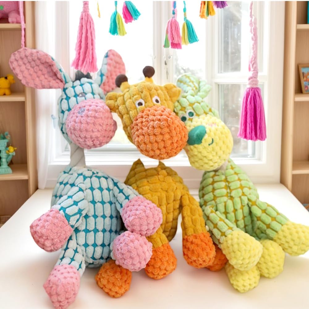 2026 New Dog Toys, Indestructible Plush Dog Toy for Aggressive Chewers, Interactive Squeaky Soft Puppy Chew Toy, Durable Teething Toys for Small Medium Large Dogs (Brown+Blue) - Happypetzone.online - Image 9