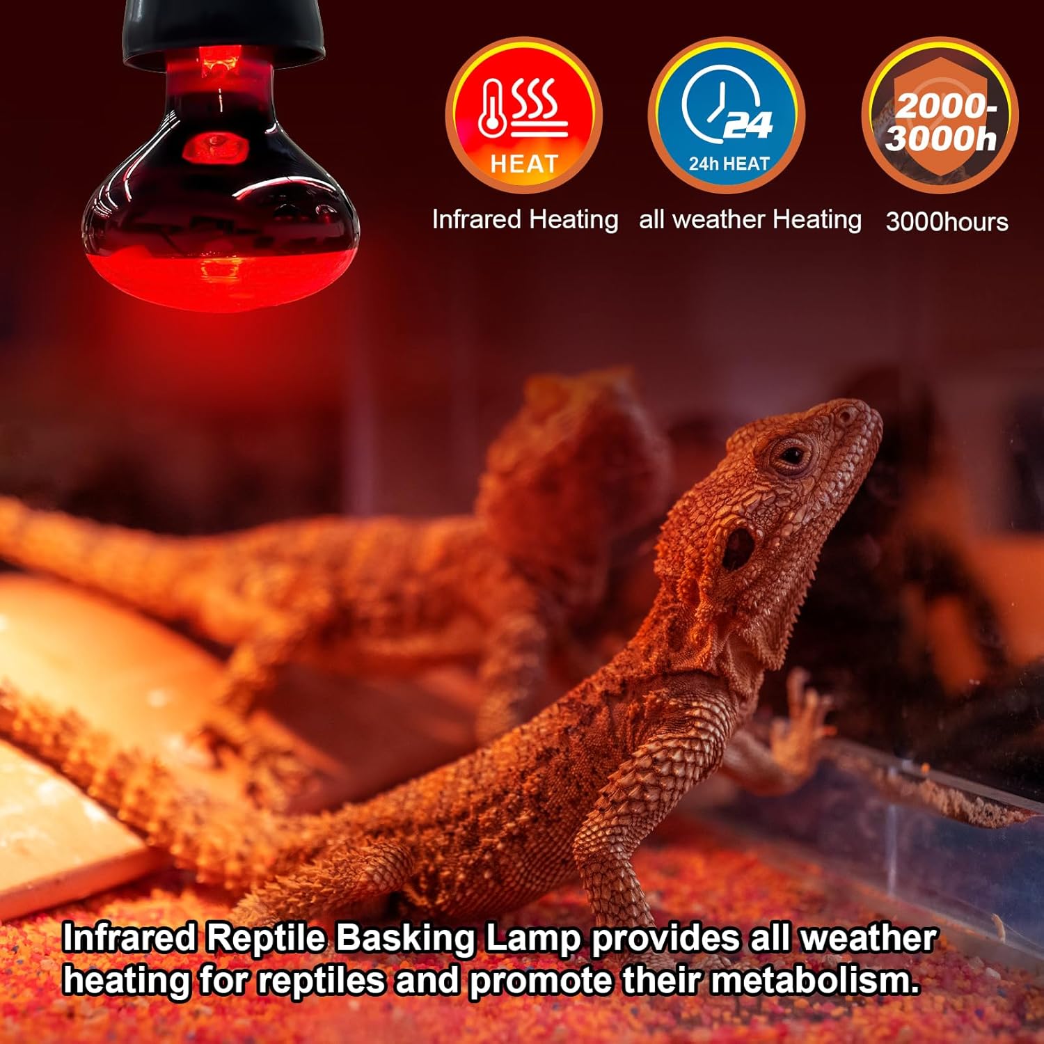 MIXJOY 150W Infrared Heat Lamp Bulbs, 2 Pack Reptile Infrared Heat Emitter Red Heat Lamp Bulbs Basking Light Bulbs for Reptiles, Bearded Dragon, Lizard, Tortoise, Chickens, Pets - Happypetzone.online - Image 3