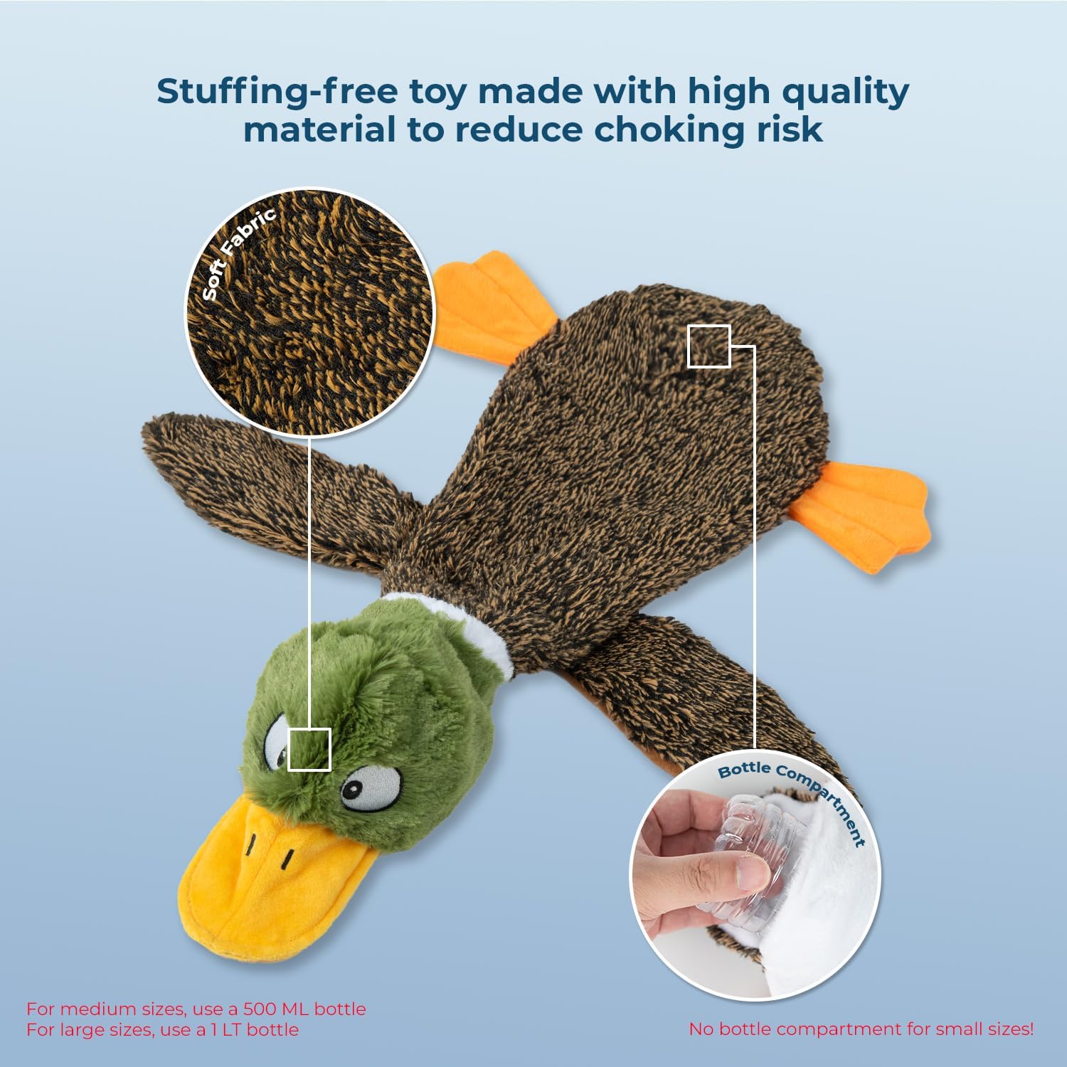 Best Pet Supplies Squeaky Dog Toys with Soft Durable Fabric for Small, Medium and Large Pets Interactive Toy for Indoor Play, Supports Active Biting and Play - 1Wild Duck, Medium - Happypetzone.online - Image 4