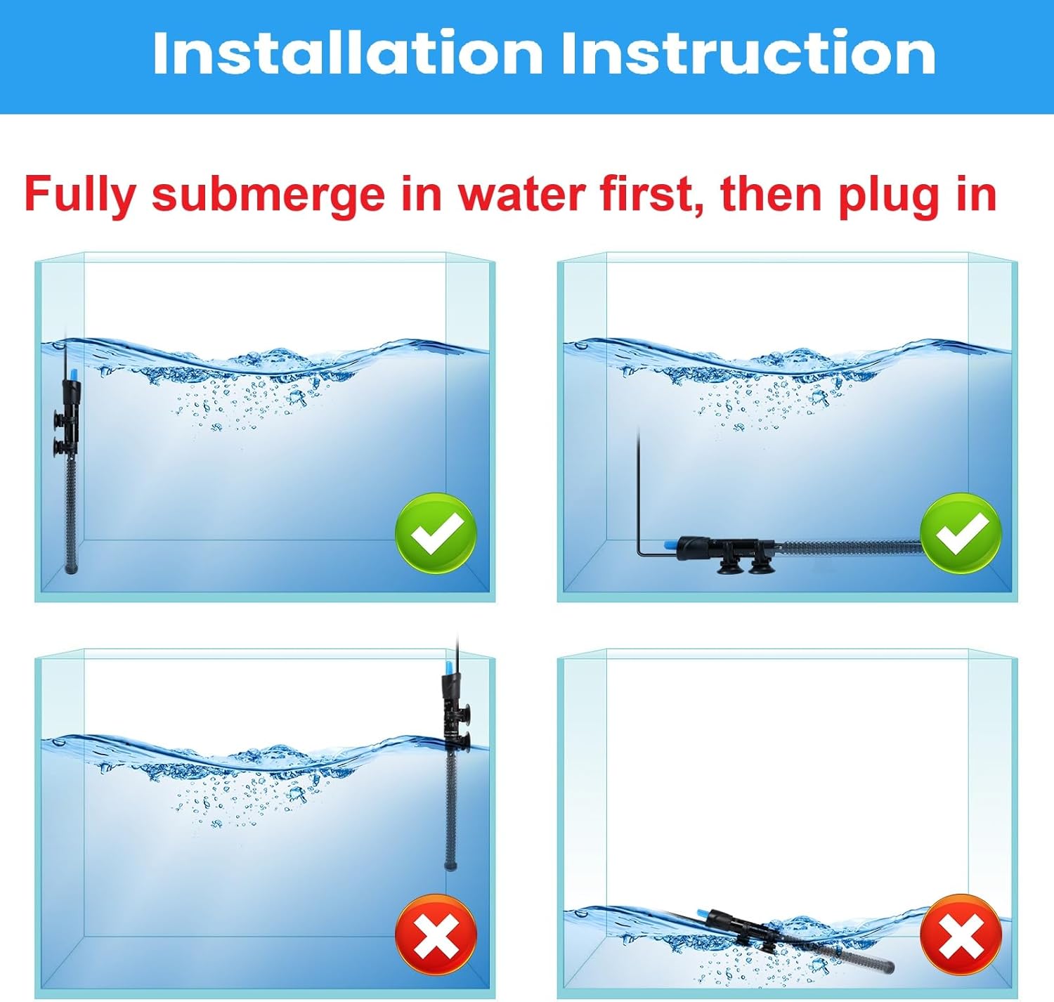 AQUANEAT Aquarium Heater, 25W Fish Tank Heater, Adjustable Submersible Water Thermostat with Thermometer - Happypetzone.online - Image 4