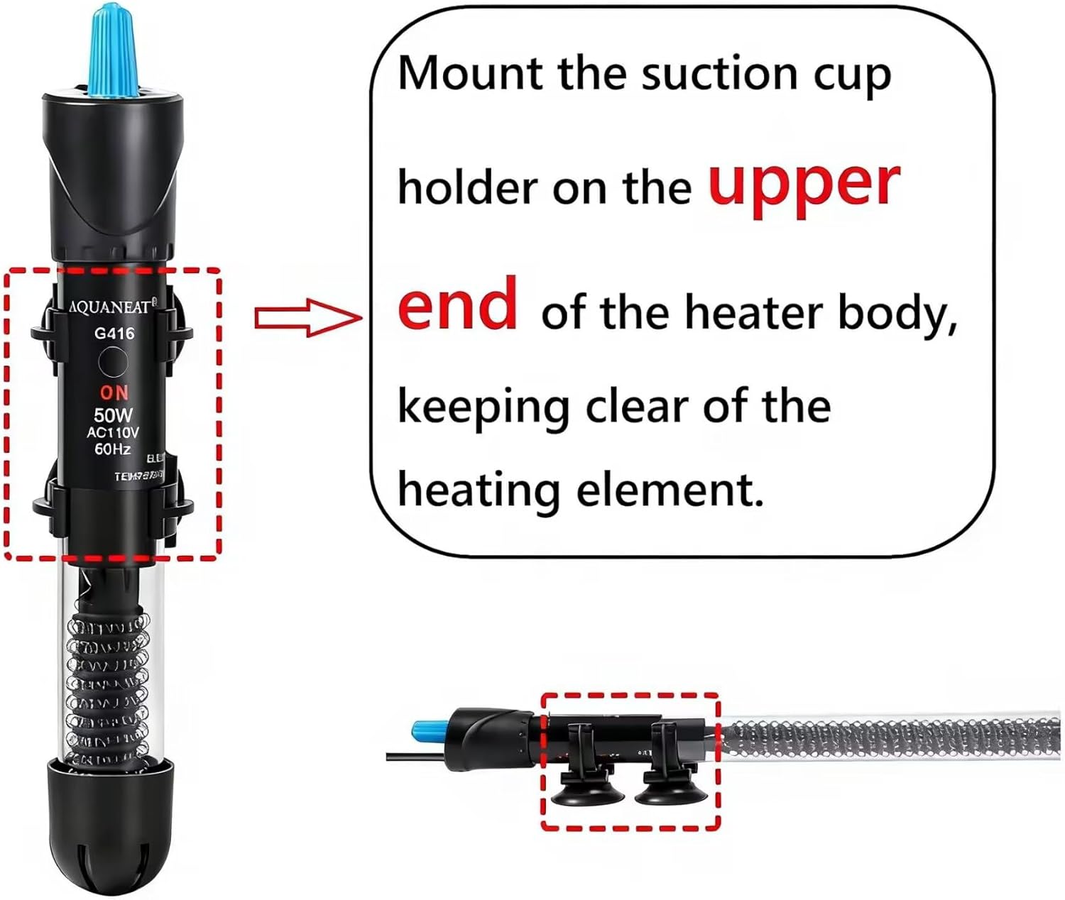 AQUANEAT Aquarium Heater, 25W Fish Tank Heater, Adjustable Submersible Water Thermostat with Thermometer - Happypetzone.online - Image 3