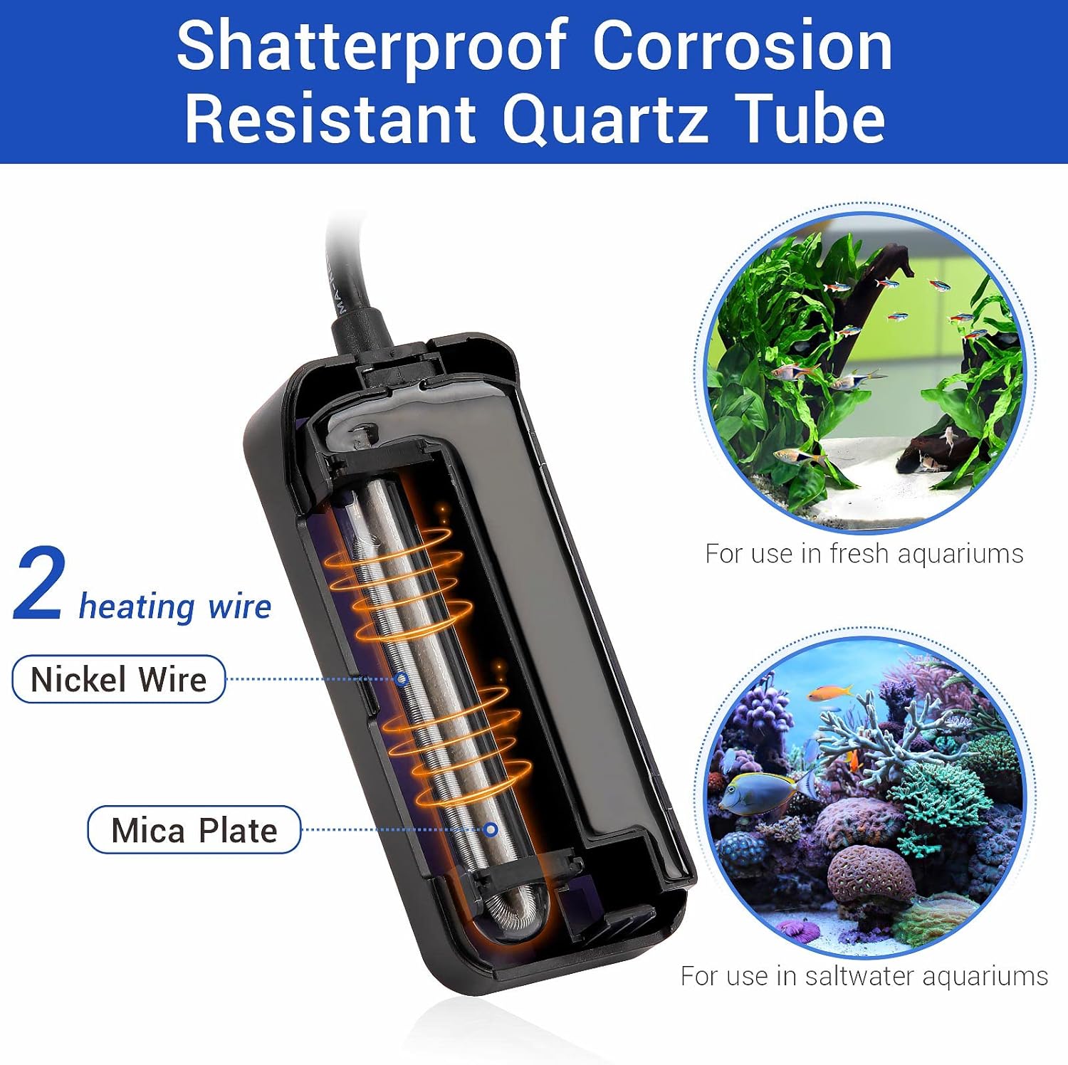 hygger Small Submersible Aquarium Heater 50W Mini Betta Fish Tank Heater with LED Display Adjustable Temperature for 5-10 Gallon Freshwater Saltwater Coral Reef Tanks - Happypetzone.online - Image 5