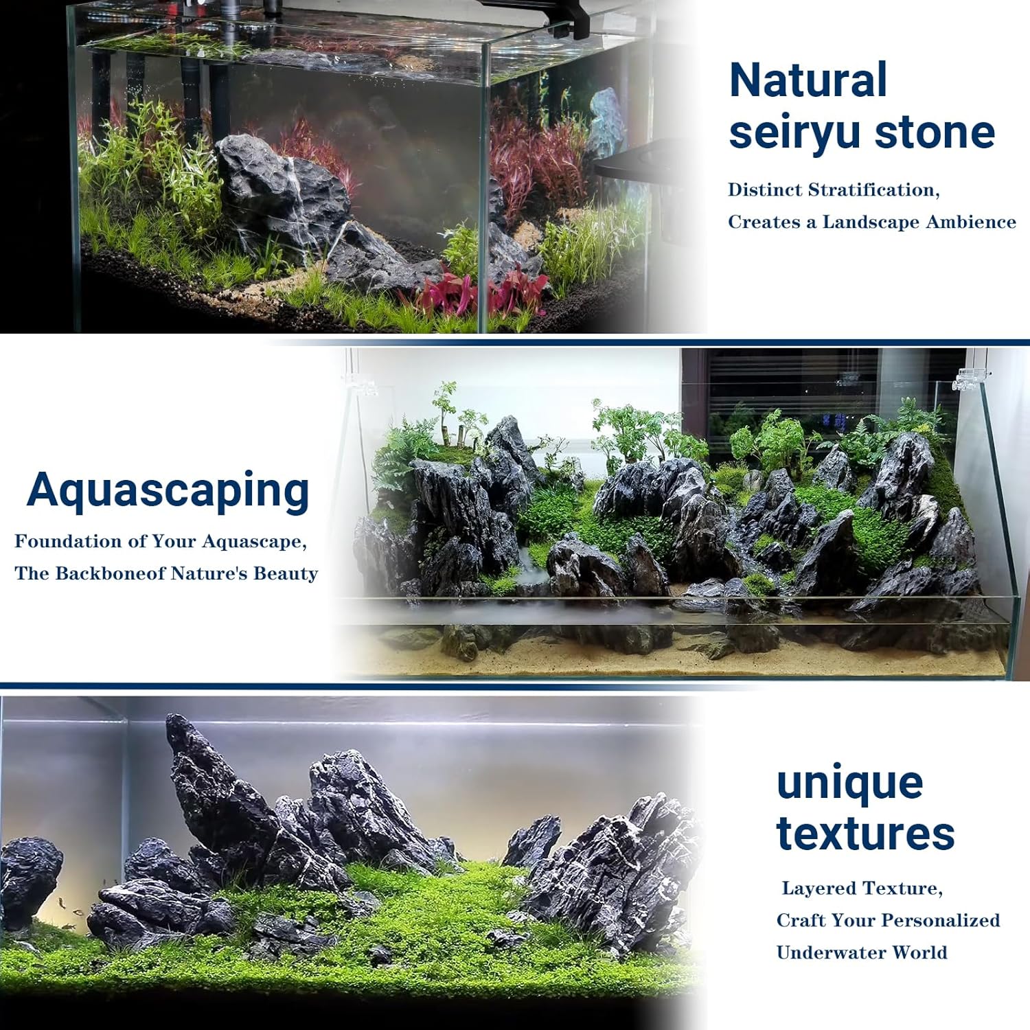 Natural Rocks Seiryu Stones Aquariums Stones for Aquascaping, Aquariums, Terrariums, Vivariums Decorative Stone,Reptile Enclosures,Paludariums,and Gardens-10lb(2 to 7 inch) - Happypetzone.online - Image 3