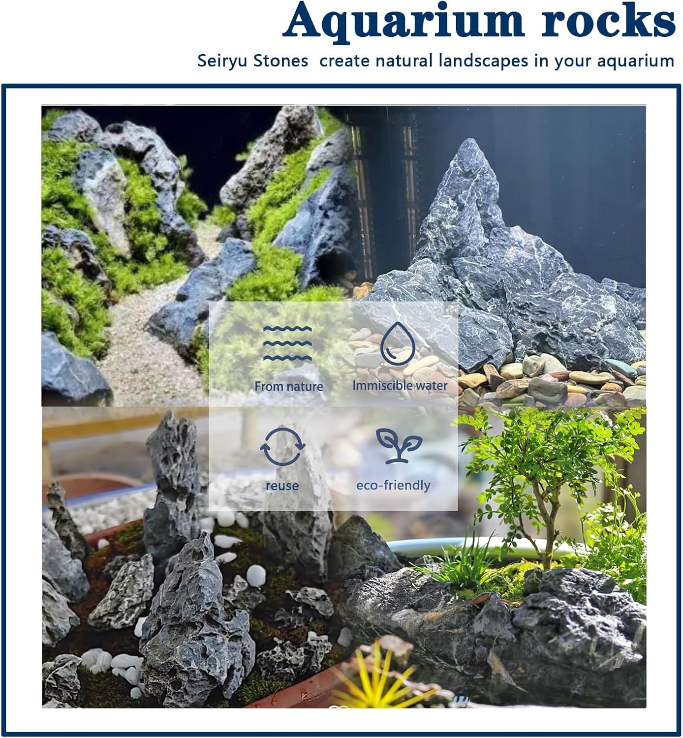 Natural Rocks Seiryu Stones Aquariums Stones for Aquascaping, Aquariums, Terrariums, Vivariums Decorative Stone,Reptile Enclosures,Paludariums,and Gardens-10lb(2 to 7 inch) - Happypetzone.online - Image 4