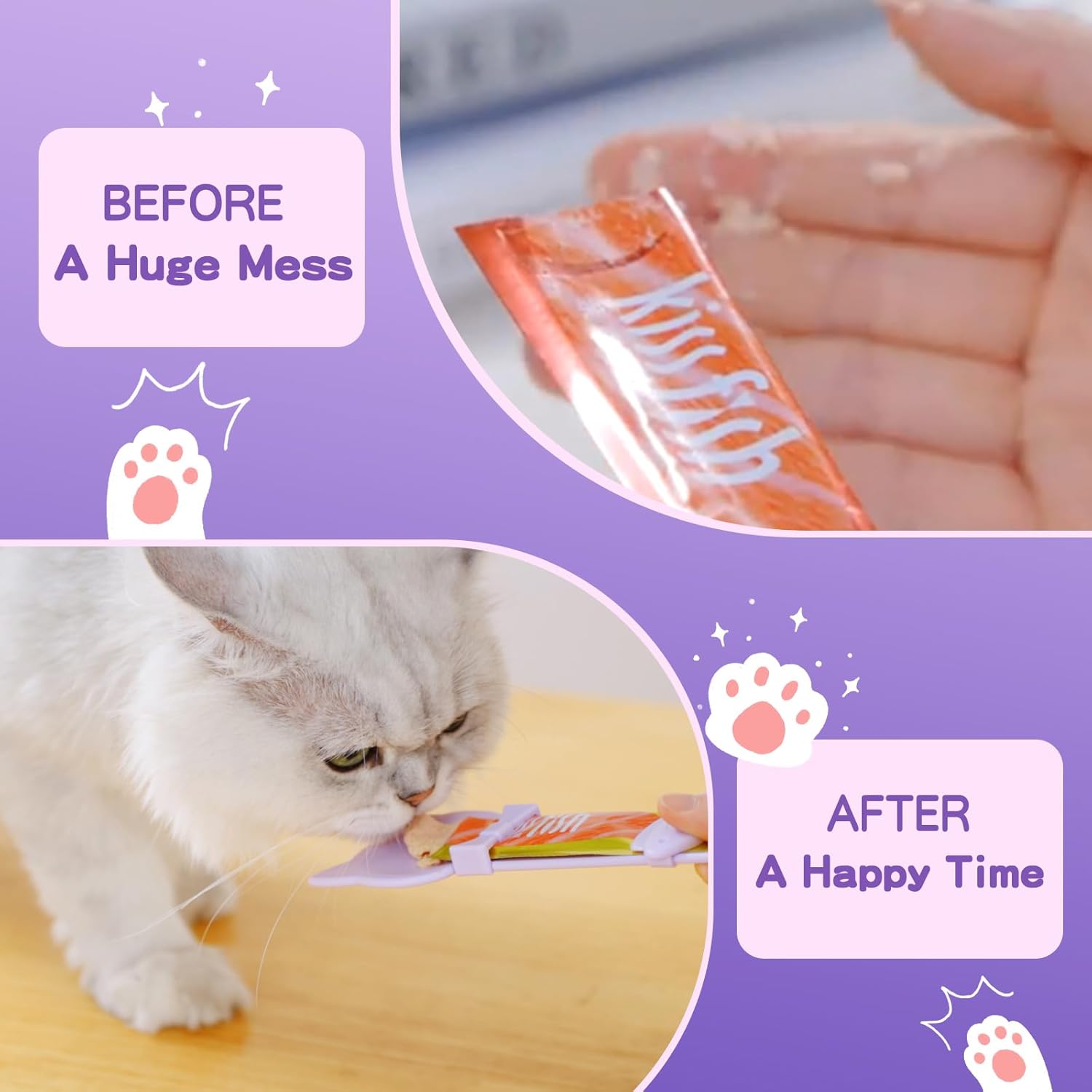 LICKJIMO-3PCS Cat Treat Dispenser,Multi Function Spoon for Churu Lickable Cat Treats,Cat Treat Spoon for Lickable Cat Treats Squeeze up,Food Dispenser Cat Feeder,Cat Food Spoon Big Size(3 Color) - Happypetzone.online - Image 3