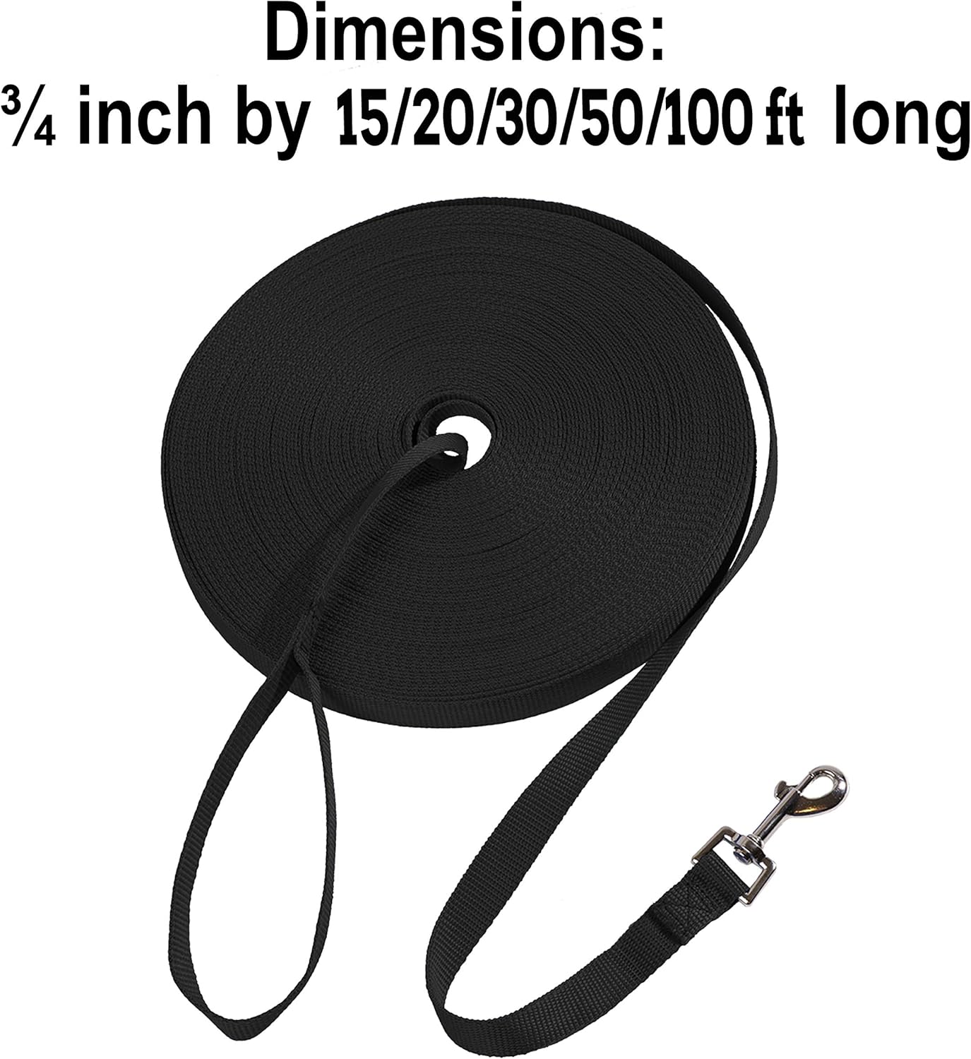 Hi Kiss Dog/Puppy Obedience Recall Training Agility Lead - 15ft 20ft 30ft 50ft 100ft Training Leash - Great for Play, Camping, or Backyard - Black 20ft - Happypetzone.online - Image 4