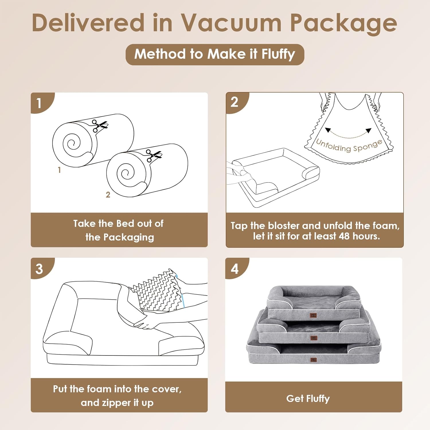 EHEYCIGA Orthopedic Dog Beds Large Sized Dog, Waterproof Memory Foam Pet Bed with Sides, Non-Slip Bottom Large Pet Bed with Washable Removable Cover, Grey - Happypetzone.online - Image 7