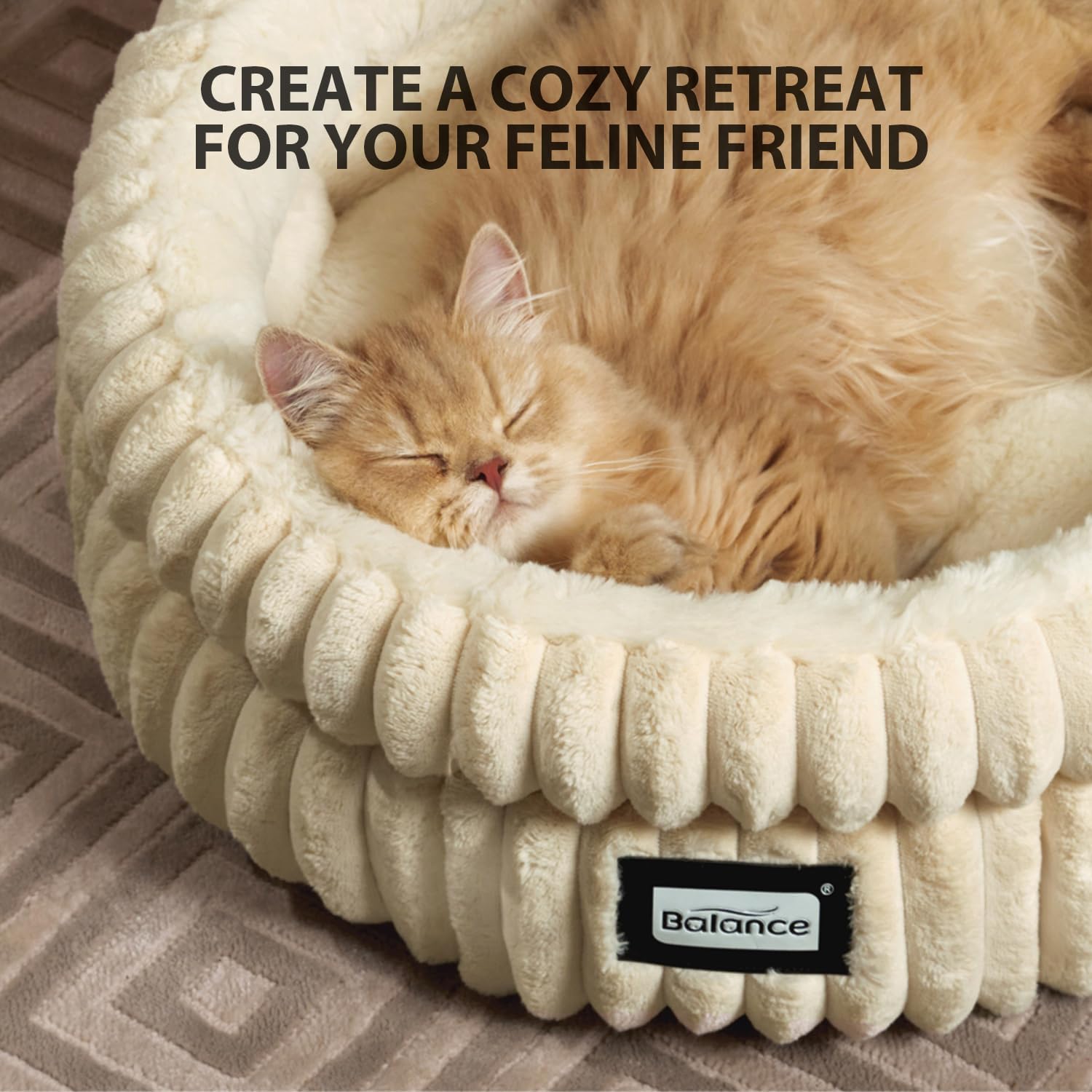 BALANCE Cat Bed Kitten Bed, Washable Round Cat Beds for Indoor Cats,Super Soft Plush Faux Fur Pet Bed for Puppy and Kitten with Anti-Slip Bottom - Happypetzone.online - Image 6