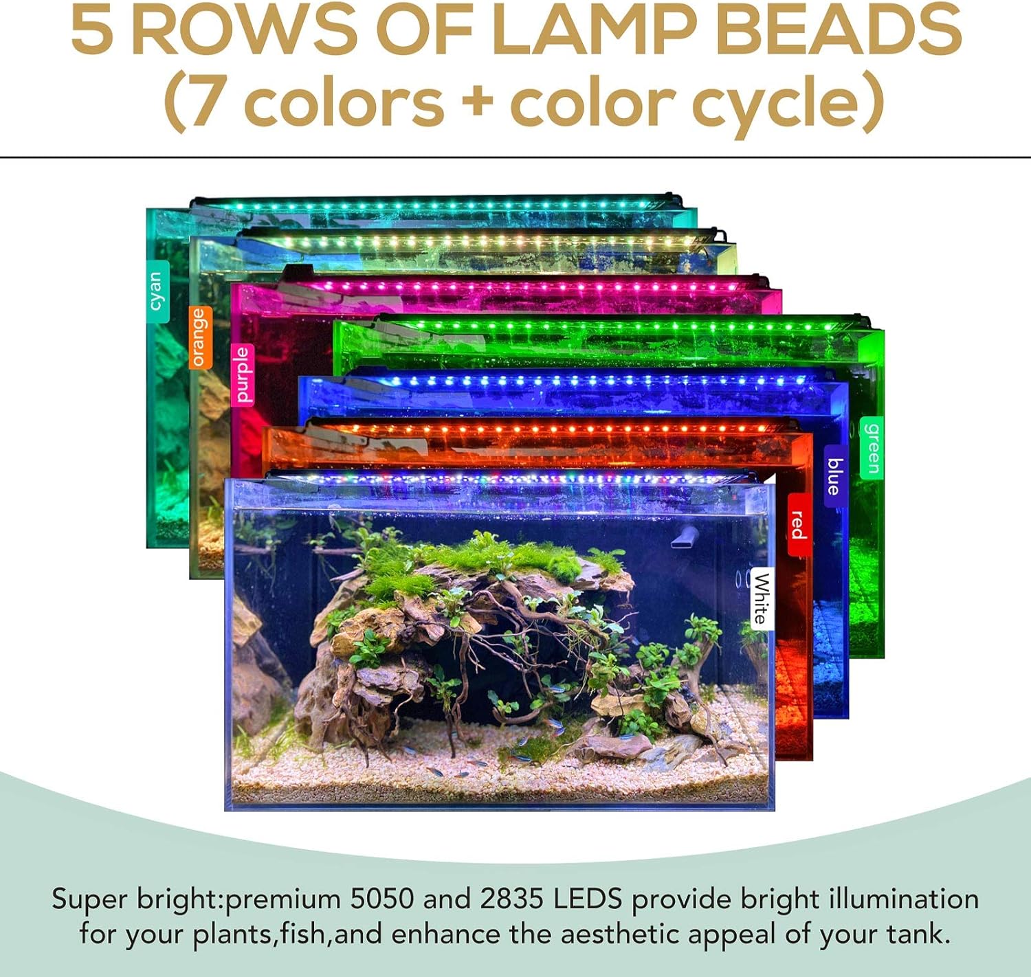 hygger 26W 24/7 Lighting Aquarium LED Light, Sunrise-Daylight-Moonlight Mode and DIY Mode, Adjustable Timer Adjustable Brightness Fish Tank Light with Extendable Bracket 7 Colors for Planted Tank - Happypetzone.online - Image 5