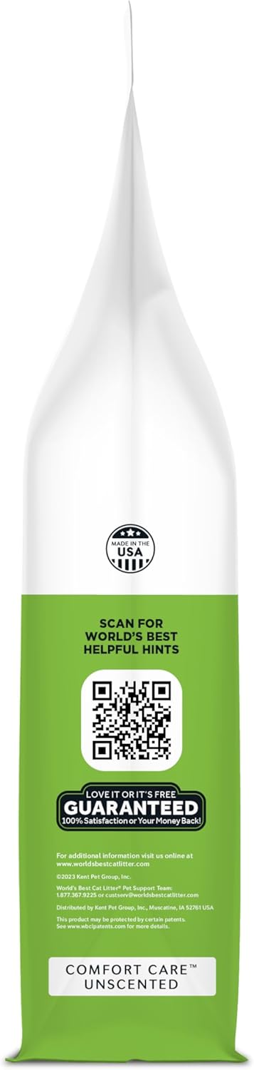 WORLD'S BEST CAT LITTER Comfort Care Unscented 15-Pounds - Natural Ingredients, Quick Clumping, Flushable, 99% Dust Free & Made in USA - Long-Lasting Odor Control & Easy Scooping - Happypetzone.online - Image 8