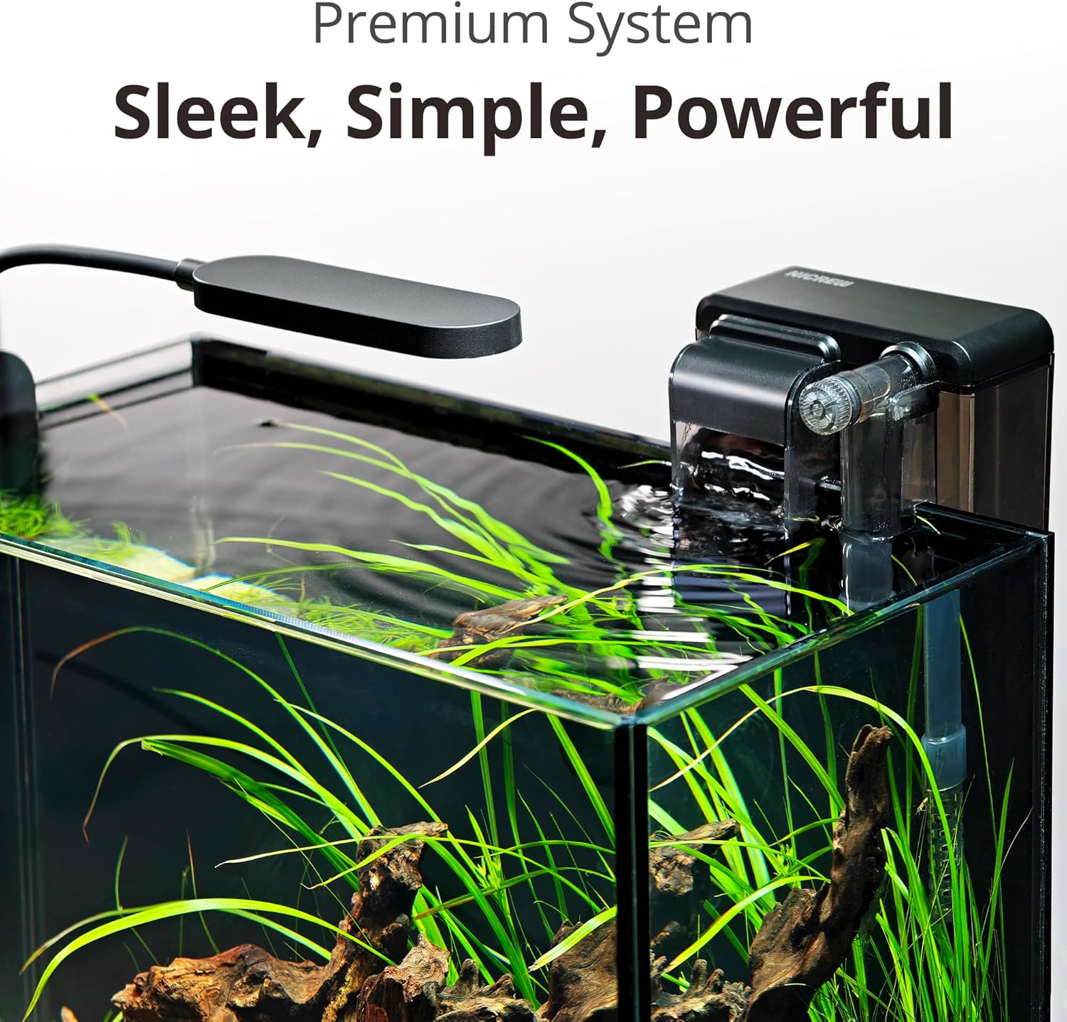 NICREW 2.5 Gallon Nano Nature Aquarium Kit, Ultra-Clear Rimless Desktop Fish Tank with Light, Filter, Gravel and Rock, Perfect for Small Fish, Shrimp, or Betta, Complete Version, Black - Happypetzone.online - Image 4
