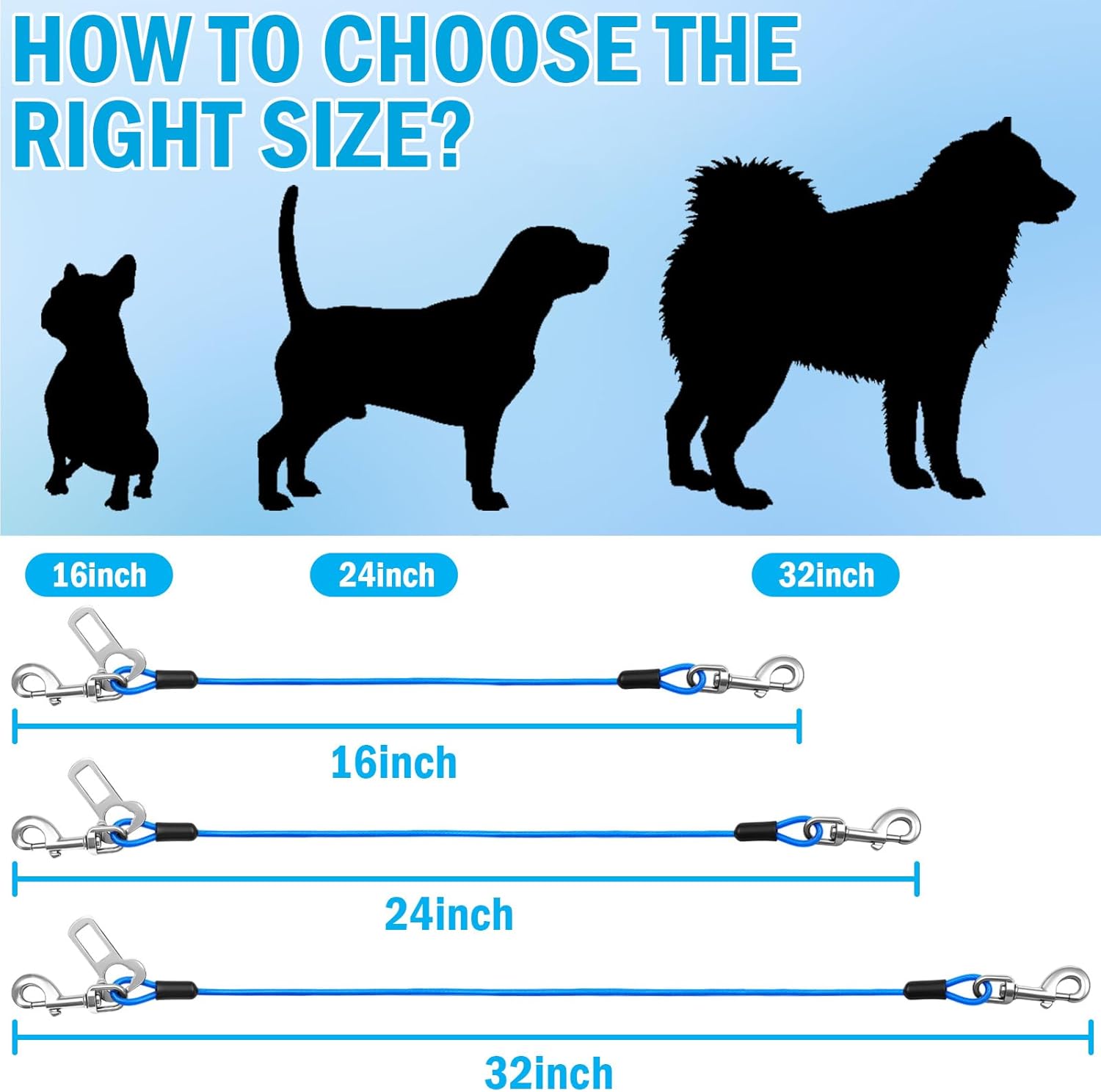 Dog Car Safety Harness,24 Inch/60 cm Double Clips Seatbelt Dog Leash,No Chew seat Belts for Dogs(2 Pack Blue) - Happypetzone.online - Image 4