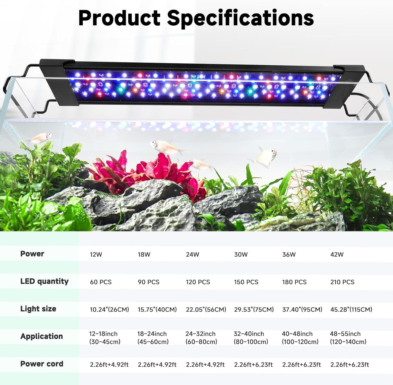 AQQA LED Aquarium Light, 24/7 Mode IP68 Waterproof Extendable Bracket Fish Tank Light, DIY Mode Full Spectrum Aquarium Plant Light, Adjustable Timer/Brightness Memory Function for 18-24 Inch Fish Tank - Happypetzone.online - Image 7