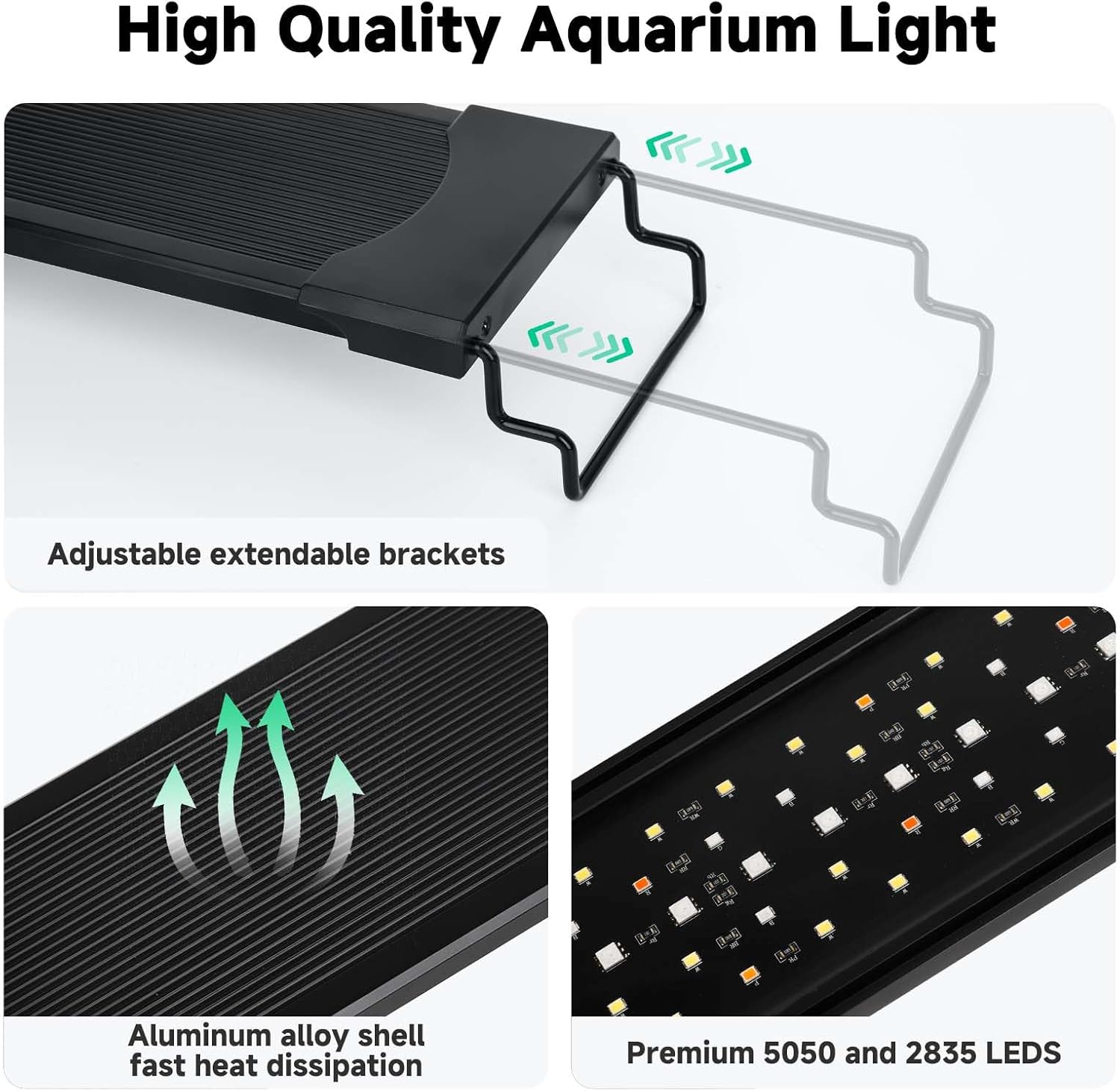 AQQA LED Aquarium Light, 24/7 Mode IP68 Waterproof Extendable Bracket Fish Tank Light, DIY Mode Full Spectrum Aquarium Plant Light, Adjustable Timer/Brightness Memory Function for 18-24 Inch Fish Tank - Happypetzone.online - Image 6