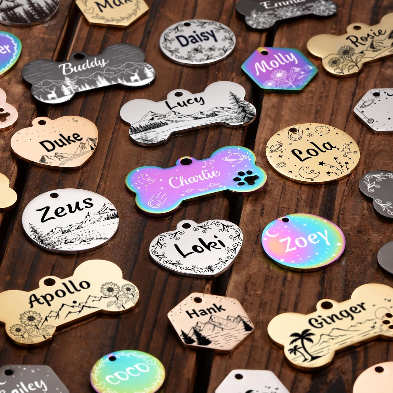 YEHANTI Dog Tags Personalized for Pets with Name Pattern Art Design - Engraved with Laser - Stainless Steel Cats Dogs ID Tags - Stylish Dog Collar Accessories (Bone) - Happypetzone.online - Image 4