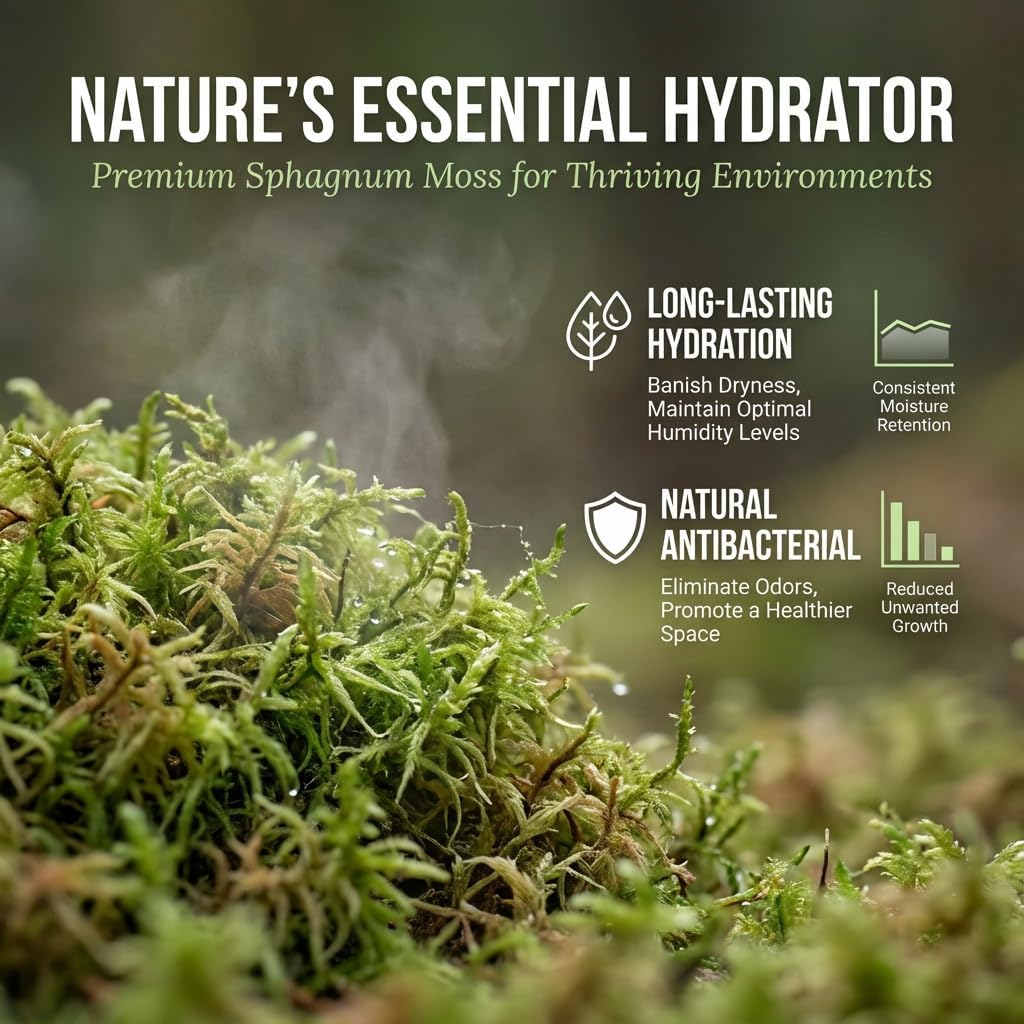 Sukh Sphagnum Moss for Reptiles - Terrarium Reptiles Moss Green Dried Peat Moss Habitat Bedding Moss for Snakes Turtle Frog Gecko and Other Reptiles Substrate (5, Ounces) - Happypetzone.online - Image 6