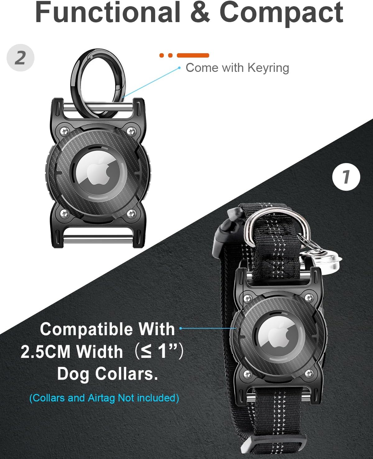 ONEONTA for Airtag Dog Collar Holder | Airtag Dog Waterproof - Airtag Holder for Dog Collar with Removable Metal Loop, Sturdy TPU, Lightweight, Compact Size,Fit 1" Width Collar,Airtag 1st,2nd Gen,Blue - Happypetzone.online - Image 4