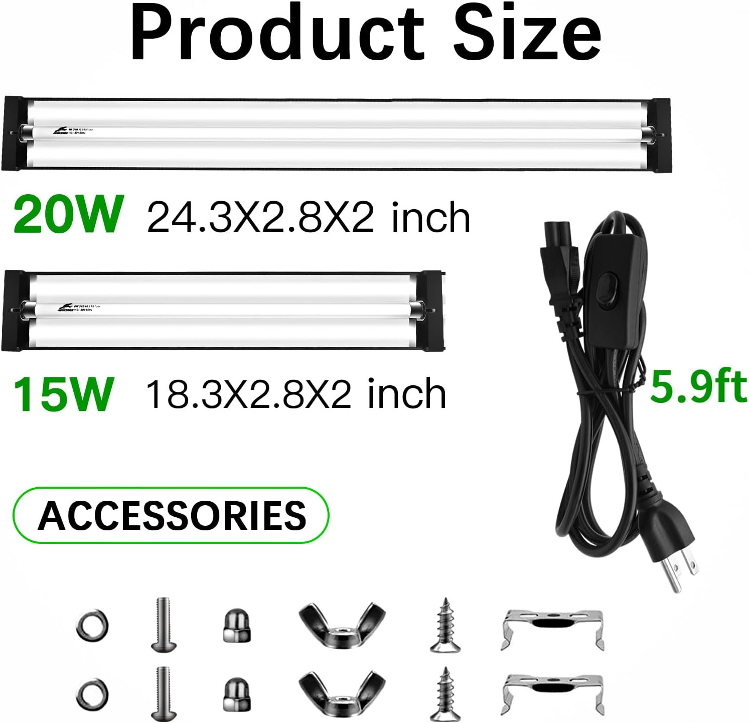 T8 UVB Reptile Light Fixture HO UVB Bulb Lighting Combo Kit, 10.0 UVB Light for Reptiles Terrarium Hood UVA UVB Desert Lamp for Bearded Dragon Turtle Tank (T8 20W 24Inch) - Happypetzone.online - Image 8