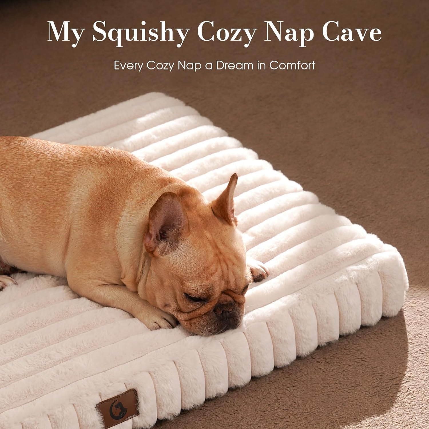 Large Orthopedic Dog Crate Bed with Waterproof Lining, Soft Short Plush Surface & Egg Crate Foam for Calming Puppy, Machine Washable Pet Bed with Removable Cover & Anti Slip Bottom - Happypetzone.online - Image 2