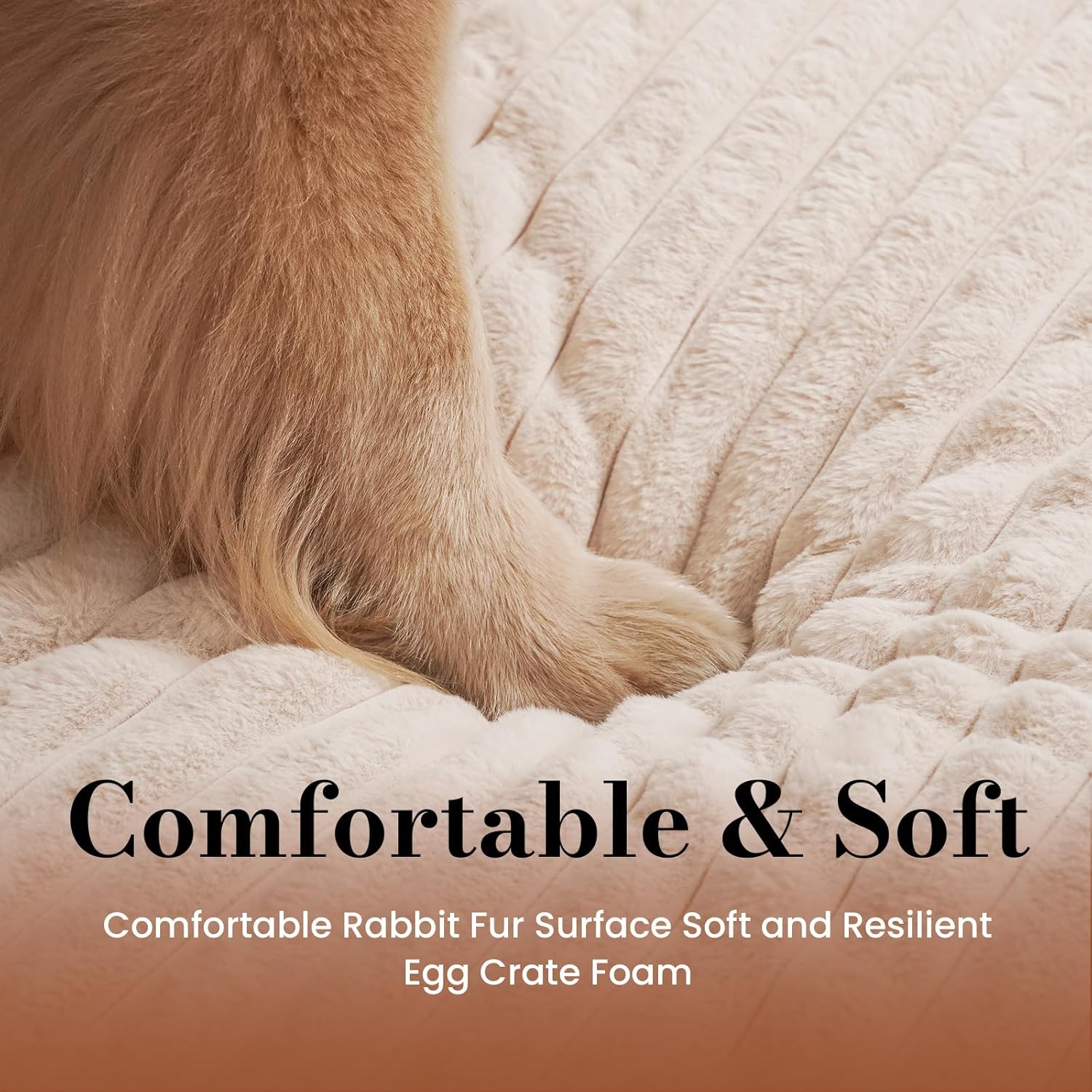 Large Orthopedic Dog Crate Bed with Waterproof Lining, Soft Short Plush Surface & Egg Crate Foam for Calming Puppy, Machine Washable Pet Bed with Removable Cover & Anti Slip Bottom - Happypetzone.online - Image 4