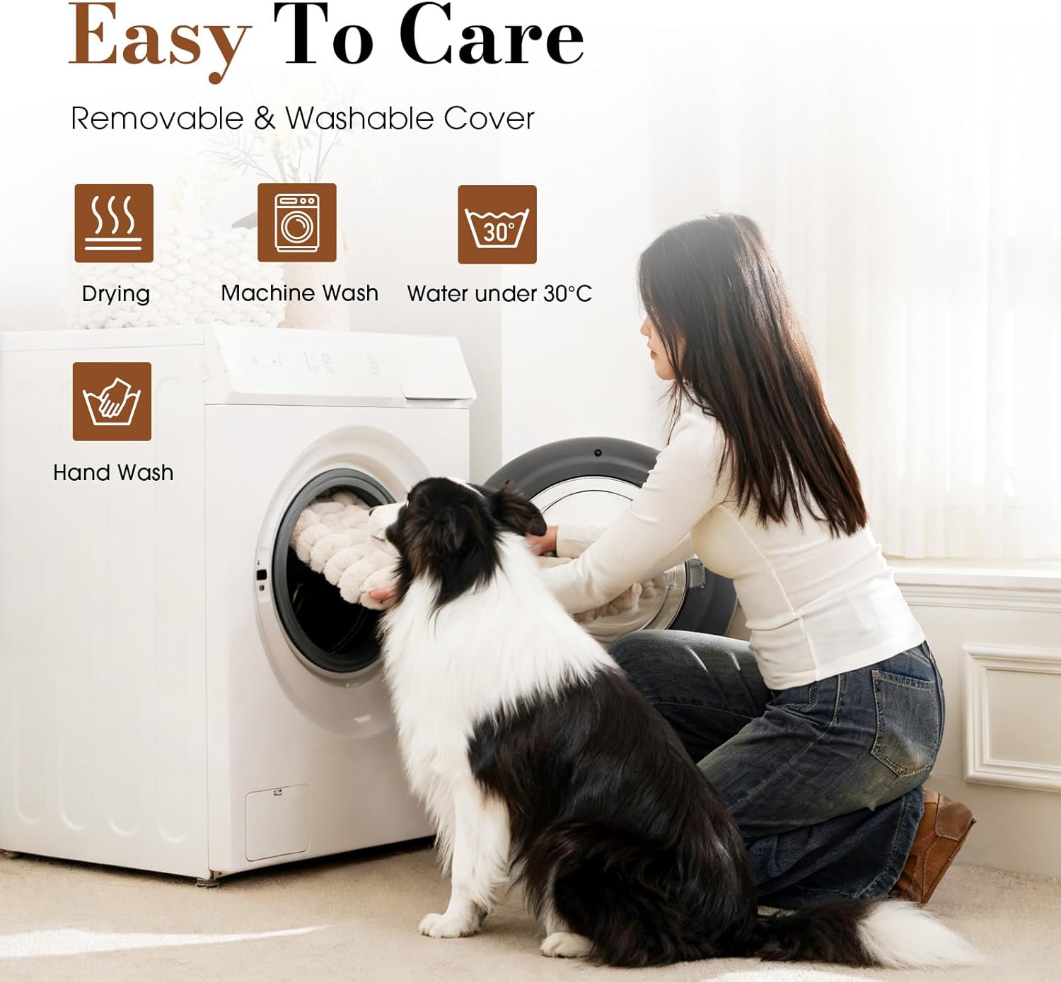 Large Orthopedic Dog Crate Bed with Waterproof Lining, Soft Short Plush Surface & Egg Crate Foam for Calming Puppy, Machine Washable Pet Bed with Removable Cover & Anti Slip Bottom - Happypetzone.online - Image 7