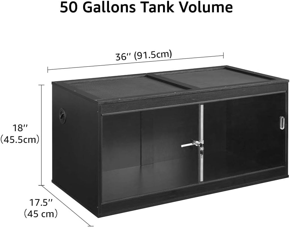 unipaws 50 Gallon Reptile Tank, Front Opening Leopard Geckos Enclosure Terrarium with Sliding Doors, Top Ventilation, Stackable Black Cage for Lizards - Happypetzone.online - Image 3
