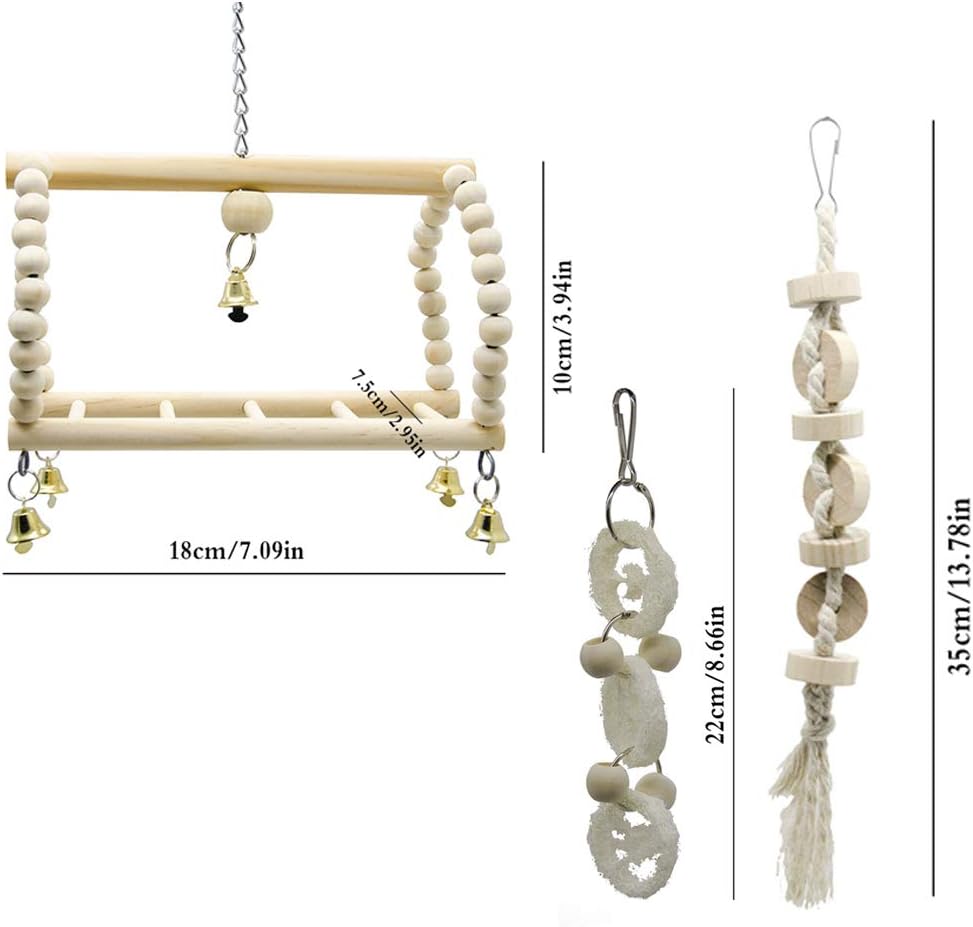 Deloky 7 Packs Bird Parrot Swing Chewing Toys-Hanging Bell Bird Cage Toys Suitable for Small Parakeets, Cockatiels, Conures, Finches,Budgie,Macaws, Parrots, Love Birds - Happypetzone.online - Image 3