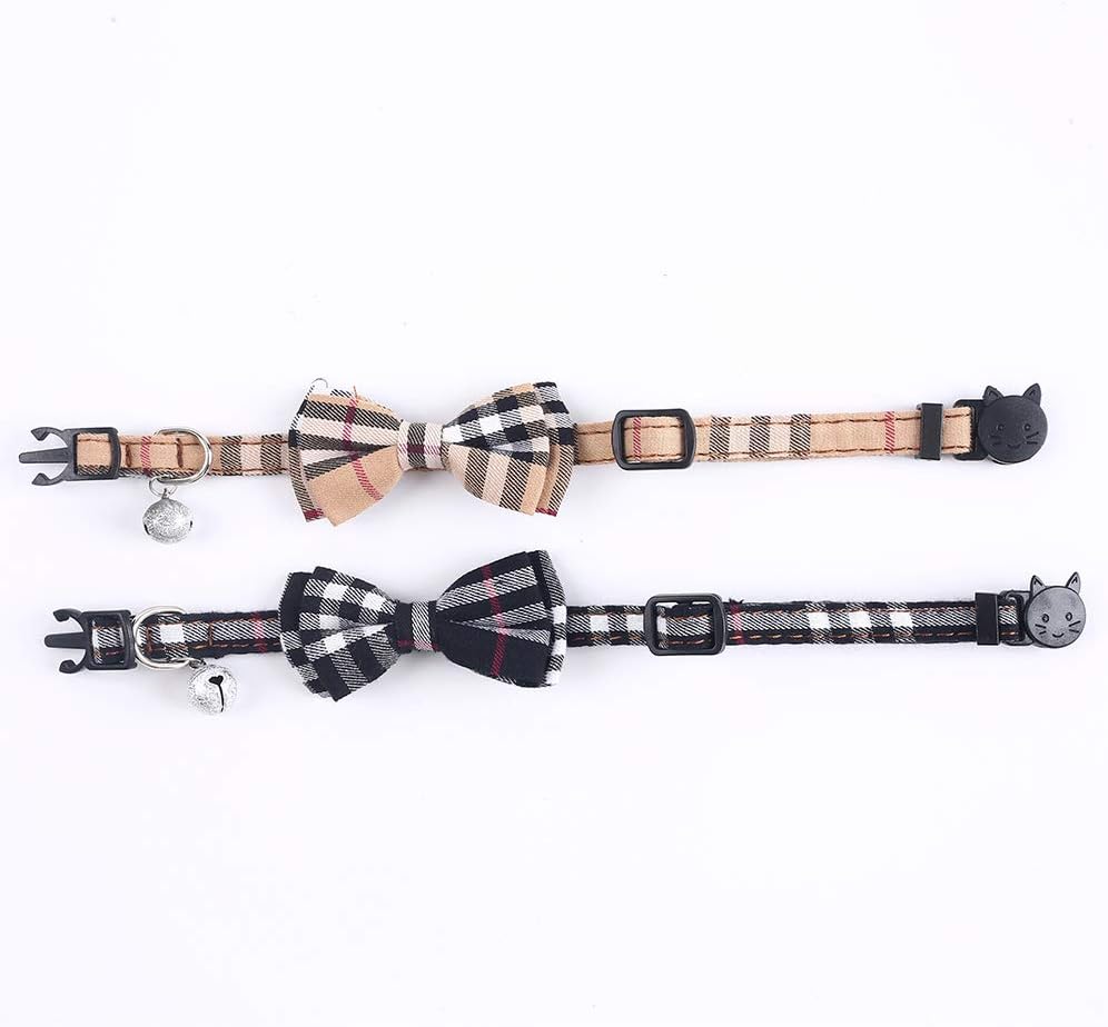 SuperBuddy Cat Collars Breakaway with Cute Bow Bell - 2 Pack Kitten Collar Plaid Cat Collar with Removable Bowtie Cat Collar for Cats Kittens… - Happypetzone.online - Image 5