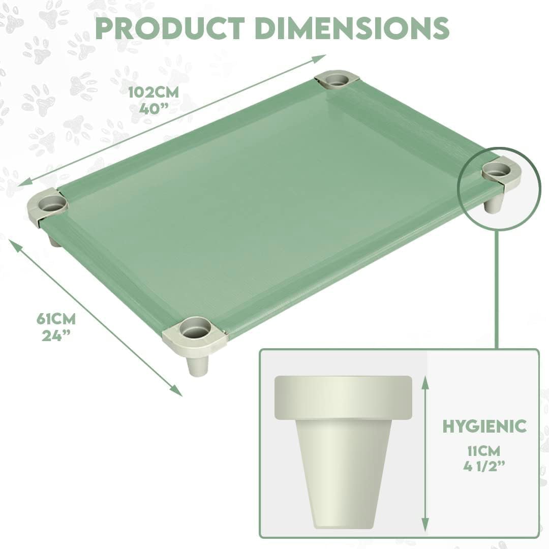Acrimet Cooling Elevated Pet Dog Bed, Washable and Breathable Mesh Cot, Stainless Steel Frame, Indoor & Outdoor Use, fits Dogs up to 110 lbs (Size: 40” x 24”), Green, 1 Unit - Happypetzone.online - Image 8