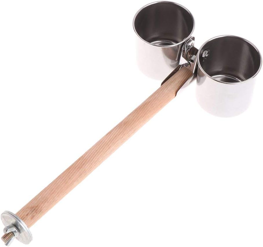 Hypeety Bird Parrot Feeding Double Cups Stainless Steel Food Water Bowls with Clip Bird Seed Feeder Cups Hanging Bowl Cage Stand Accessories - Happypetzone.online - Image 8