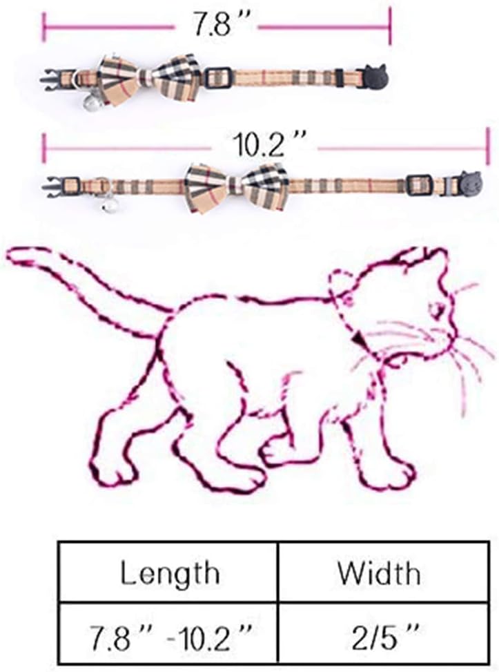 SuperBuddy Cat Collars Breakaway with Cute Bow Bell - 2 Pack Kitten Collar Plaid Cat Collar with Removable Bowtie Cat Collar for Cats Kittens… - Happypetzone.online - Image 6