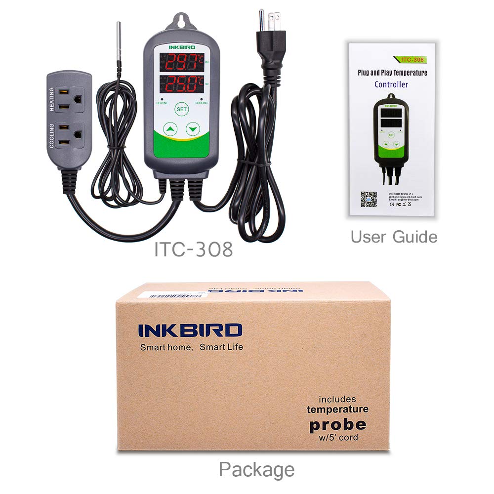 Inkbird ITC-308 Digital Temperature Controller 2-Stage Outlet Thermostat Heating and Cooling Mode Carboy Homebrew Fermenter Greenhouse Terrarium 110V 10A 1100W - Happypetzone.online - Image 8