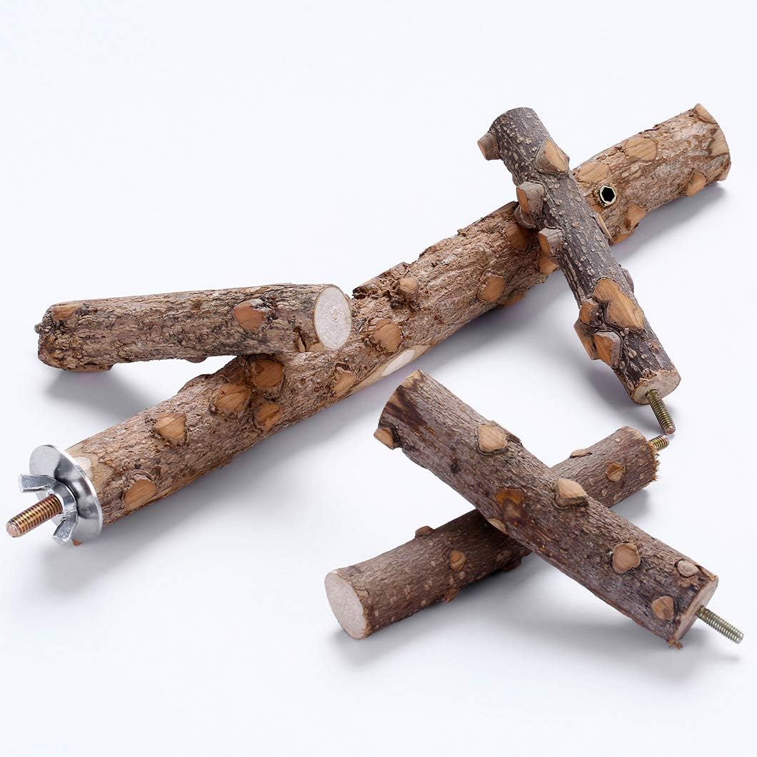 Bird Perch Nature Wood Stand for 3-4pcs Small Medium Parrots (S) - Happypetzone.online - Image 7