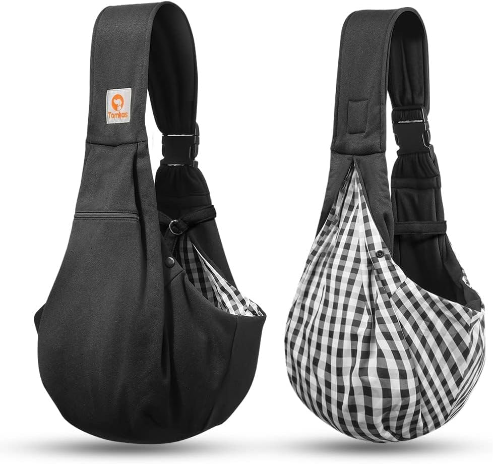 Tomkas Small Dog Cat Sling Carrier Puppy Purse Travel Wrap Soft Crossbody Pet Bag (Black, M - Zip Pocket & Adjust Strap) - Happypetzone.online - Image 8