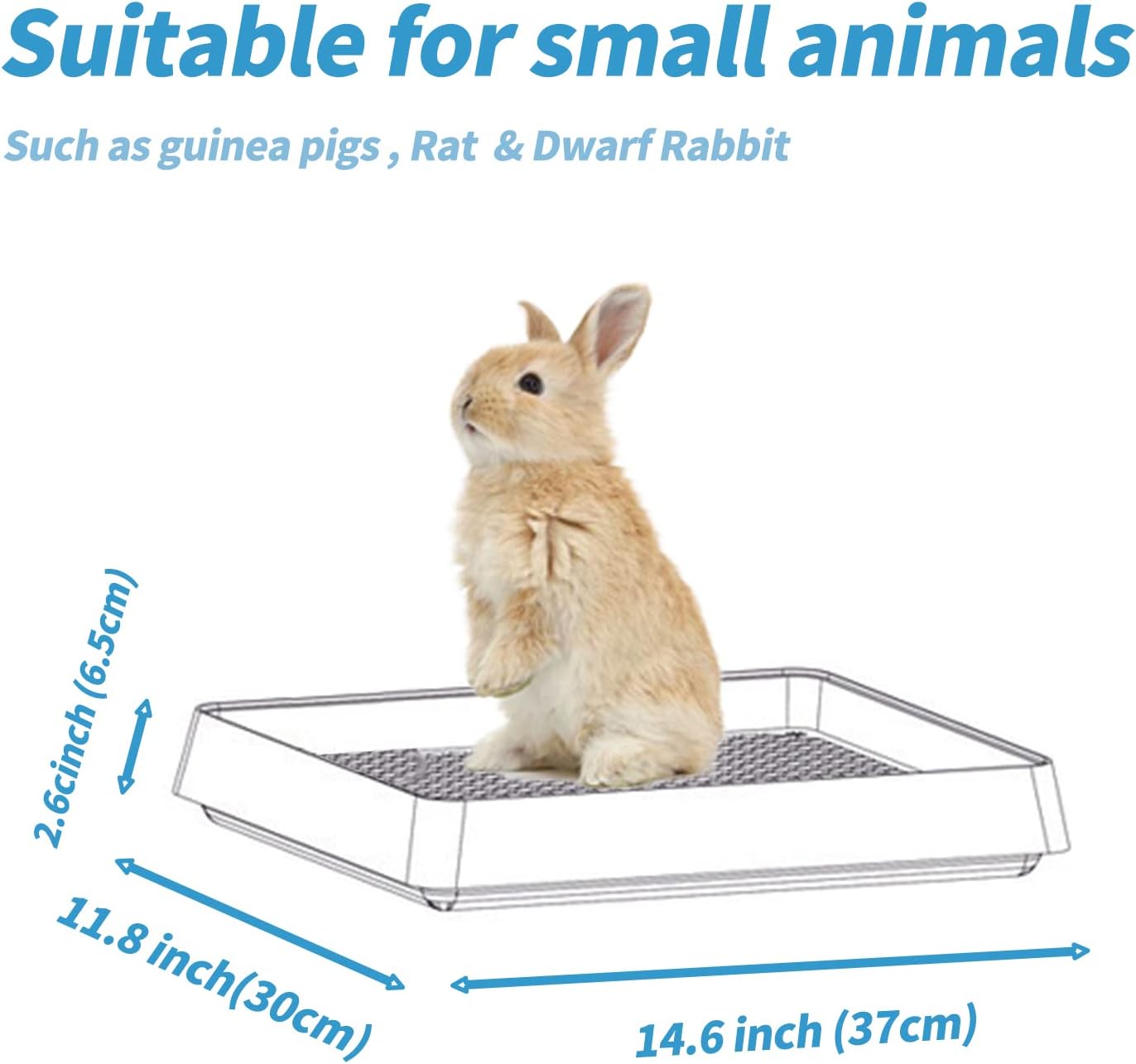 PODOO Rabbit Litter Box – Training Potty Tray for Guinea Pig & Small Pets · Spacious Grid Pan with Low Entrance, Easy-Clean & Odor-Resistant—Helps Keep a Clean Cage and Reduce Mess - Happypetzone.online - Image 2