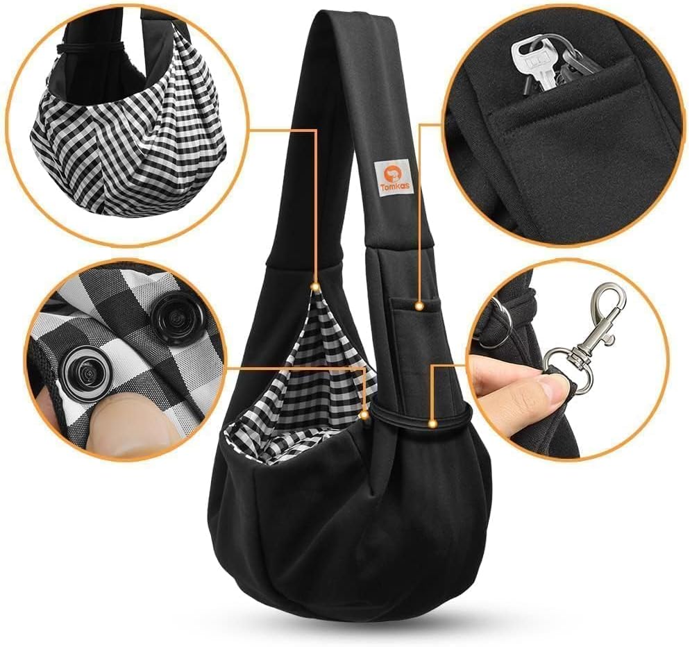Tomkas Small Dog Sling Carrier - Classic Pocket & Classic Strap - Wrap Carrier - for 3-10 lbs Pets(Black) - Happypetzone.online - Image 4