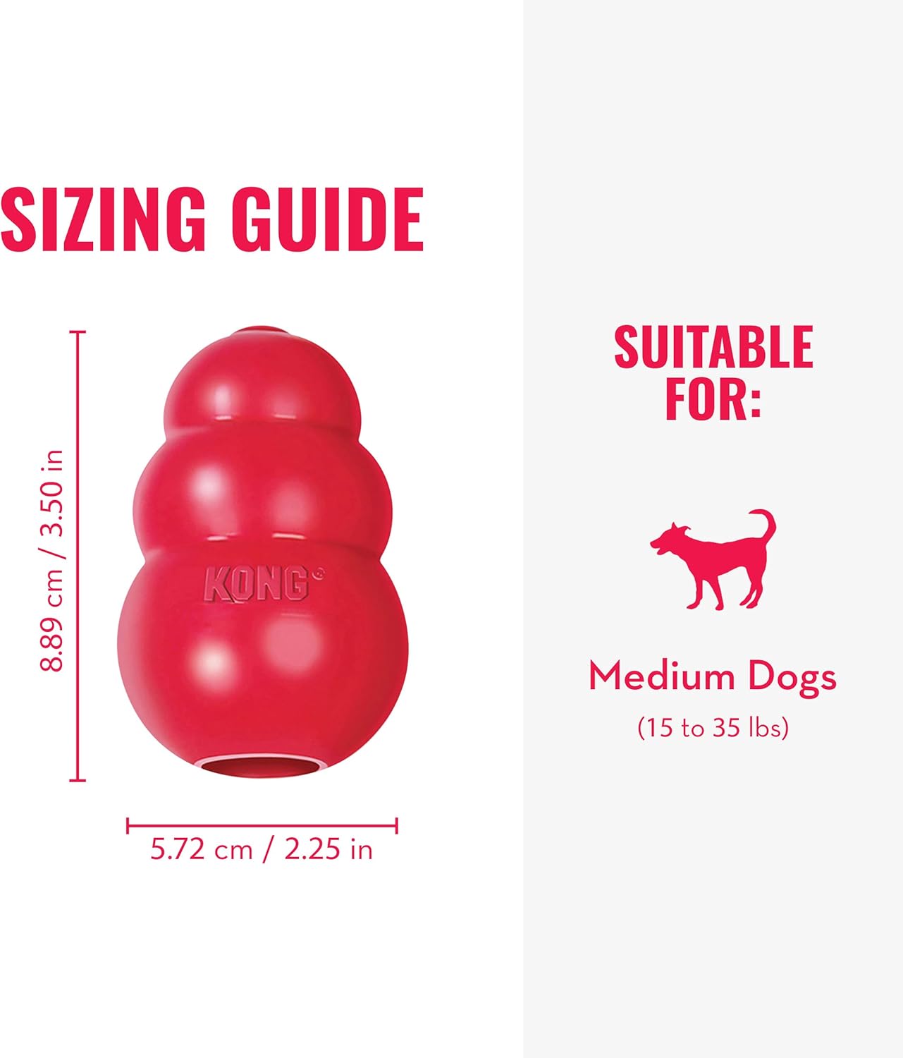 KONG Classic Stuffable Dog Toy - Fetch & Chew Toy for Dogs - Treat-Filling Capabilities & Erratic Bounce for Extended Play Time - Durable Natural Rubber Material - for Medium Dogs - Happypetzone.online - Image 5