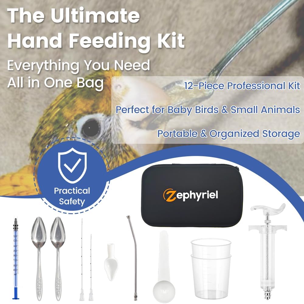 12 PCS Baby Bird Feeding Syringe Set with Storage Bag Professional Parrot Syringe Feeder Bird Hand Feeding Tubes Kit for Parakeets, Cockatiels, African & Amazon Grey Parrots, Cockatoos, Macaws - Happypetzone.online - Image 2