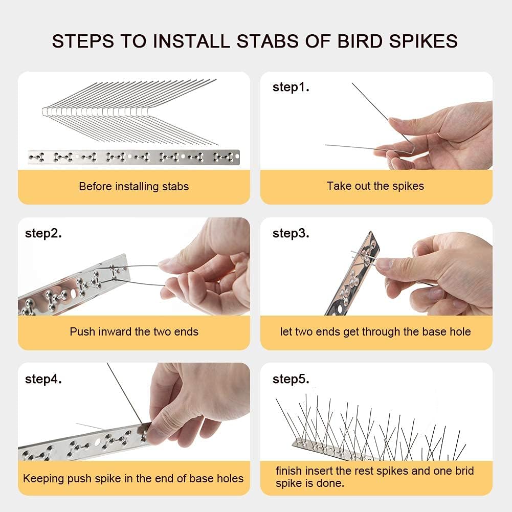 OFFO Bird Spikes with Stainless Steel Base, Durable Bird Spikes Arrow Pigeon Spikes Fence Kit for Keeping Small Bird, Crows and Woodpeckers Away, Covers 10.2 Feet(3.1m) - Happypetzone.online - Image 5