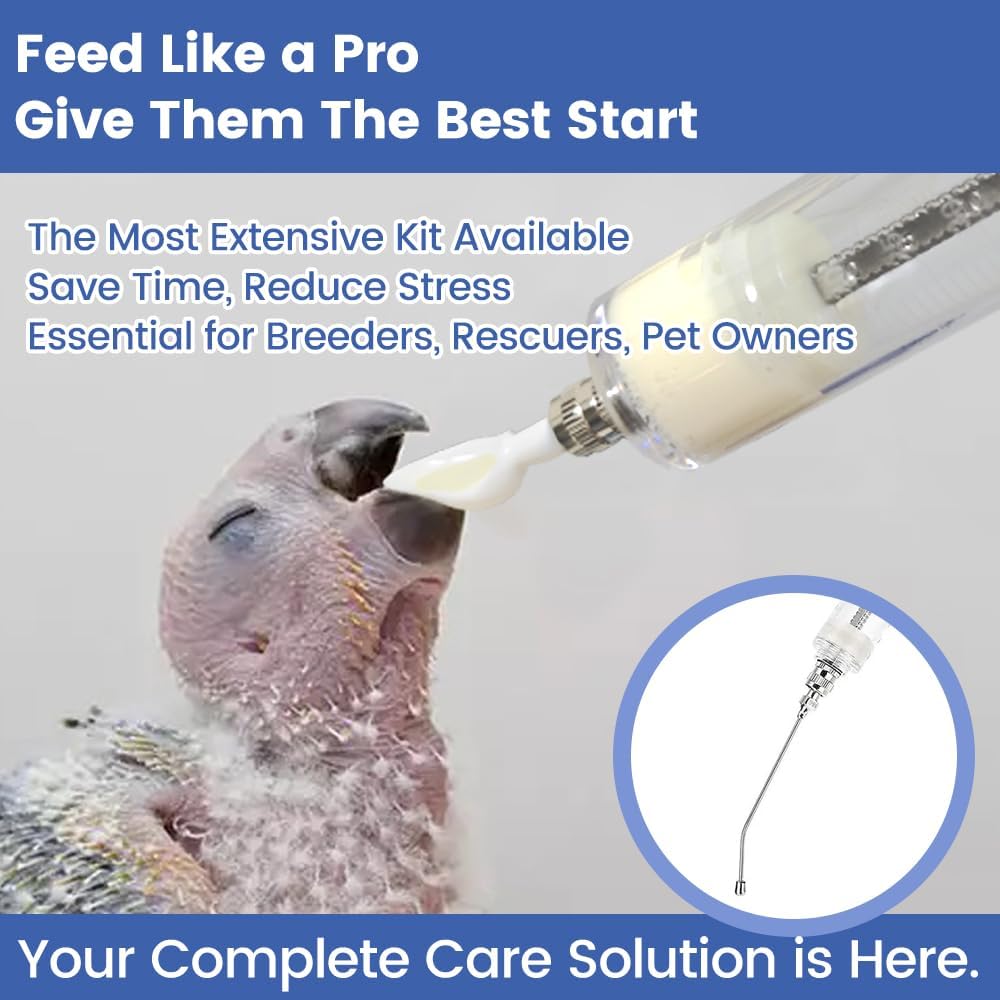 12 PCS Baby Bird Feeding Syringe Set with Storage Bag Professional Parrot Syringe Feeder Bird Hand Feeding Tubes Kit for Parakeets, Cockatiels, African & Amazon Grey Parrots, Cockatoos, Macaws - Happypetzone.online - Image 5