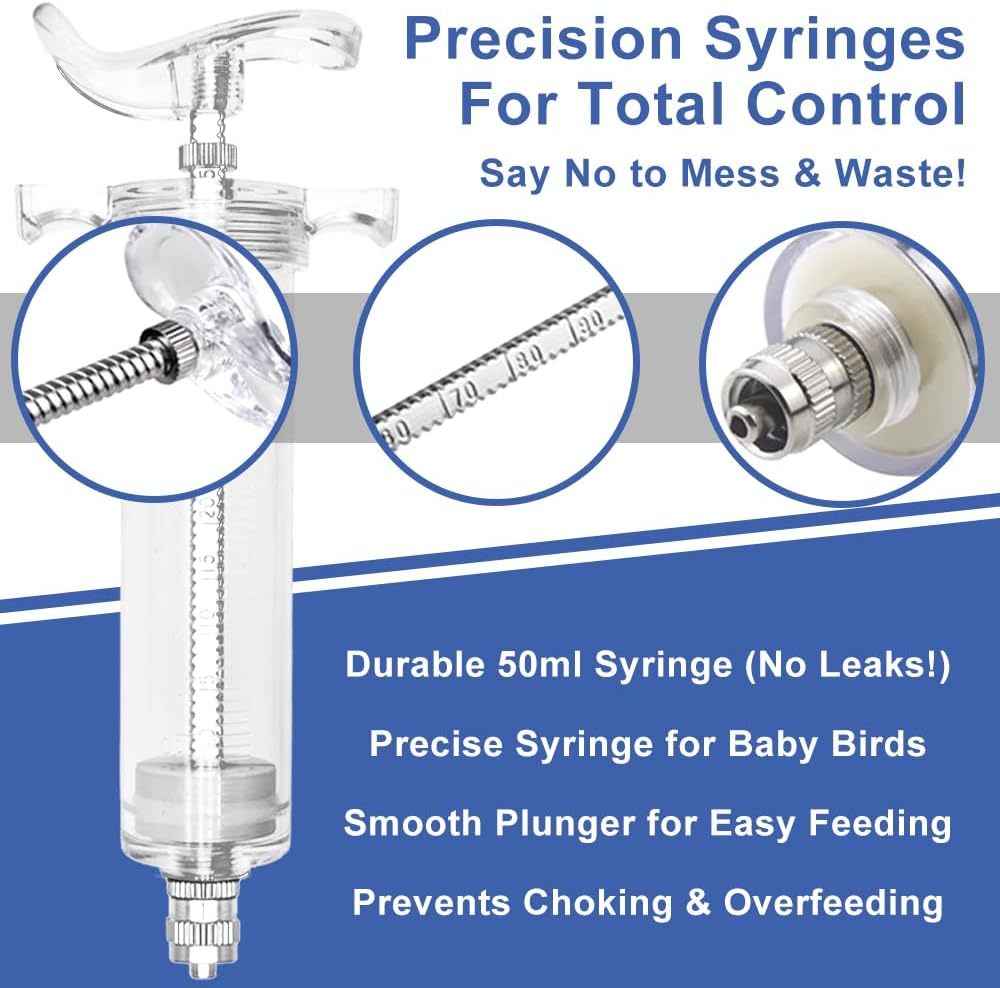 12 PCS Baby Bird Feeding Syringe Set with Storage Bag Professional Parrot Syringe Feeder Bird Hand Feeding Tubes Kit for Parakeets, Cockatiels, African & Amazon Grey Parrots, Cockatoos, Macaws - Happypetzone.online - Image 4
