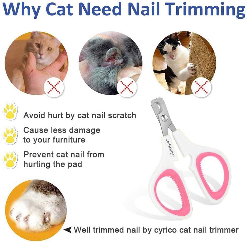 OneCut Pet Nail Clippers, Update Version Cat & Kitten Claw Nail Clippers for Trimming, Professional Pet Nail Clippers Best for a Cat, Puppy,Rabbit, Kitten & Small Dog,Sharp & Safe (Pink) - Happypetzone.online - Image 3