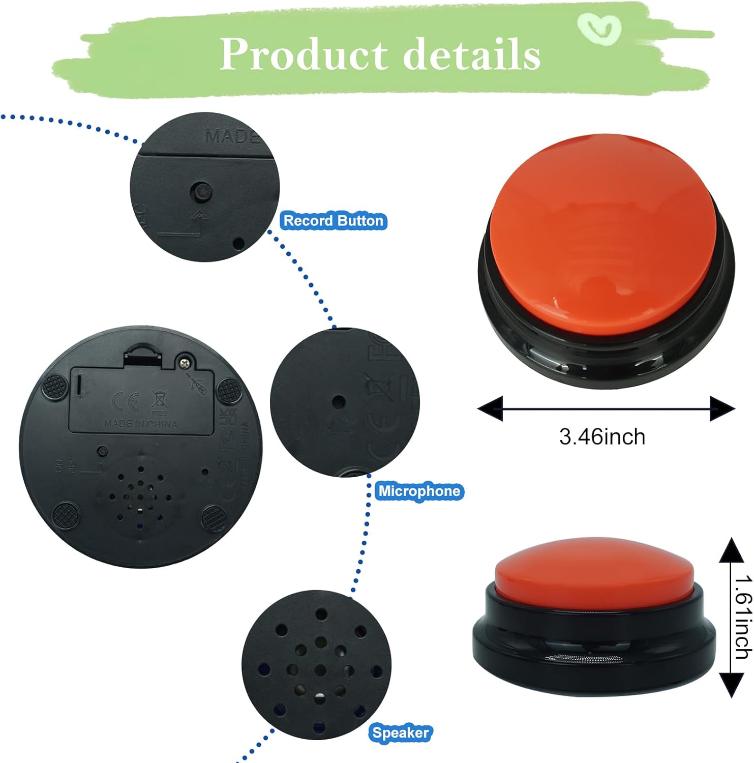 Gelabur Set of 4 Dog Buttons for Communication, Voice Recordable Buttons for Classroom, Dog Training Talking Buttons Starter Set, Pet Easy Speaking Buttons Tools - Happypetzone.online - Image 6
