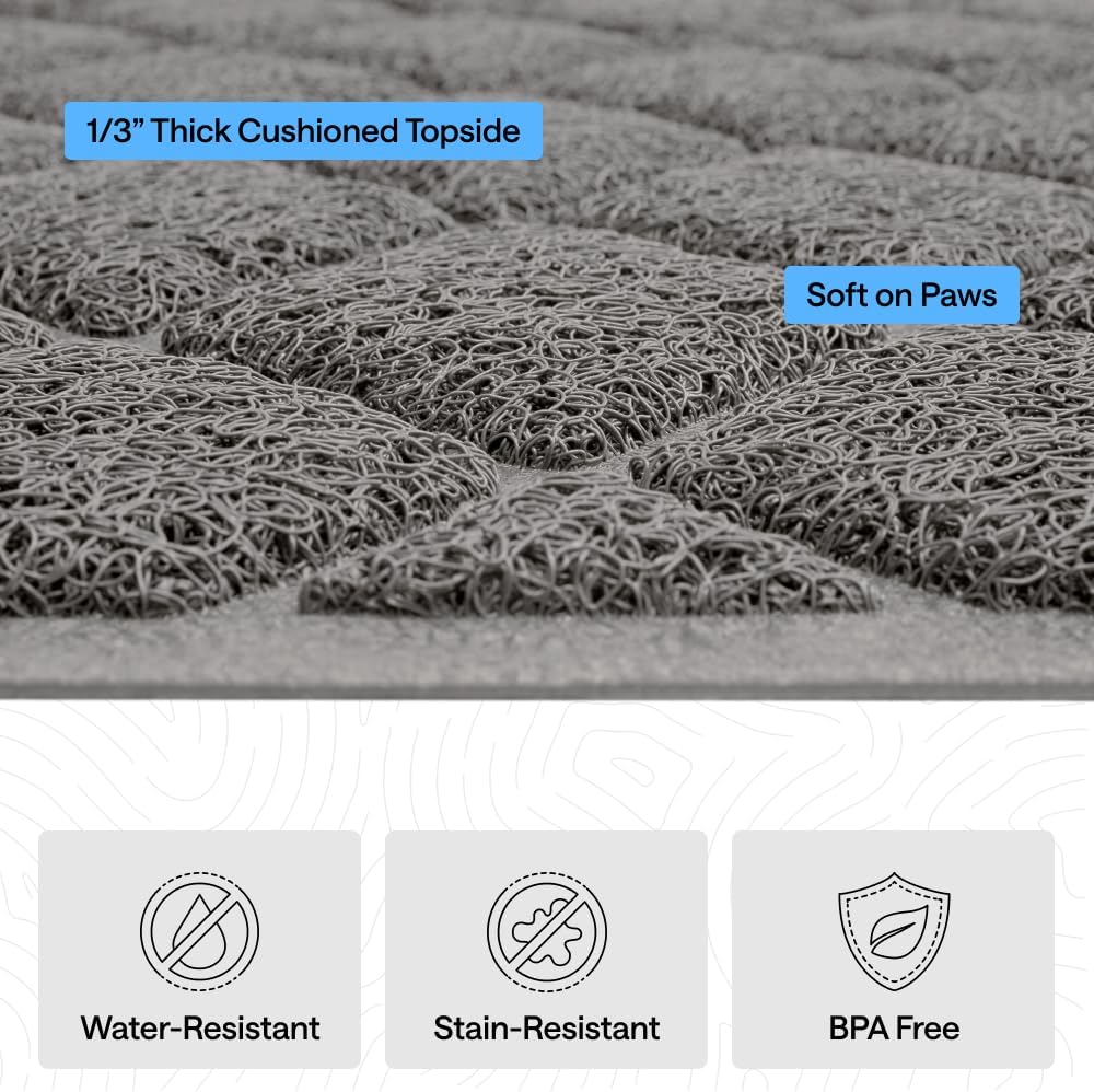 GORILLA GRIP Cat Litter Box Mat, Cushioned Coil Mesh Litter Trapping Mats, Scatter Control Supplies for Less Mess, Phthalate Free, Ultra Deep Catch Grooves, Rinse or Vacuum to Clean, 24x17 Gray - Happypetzone.online - Image 5